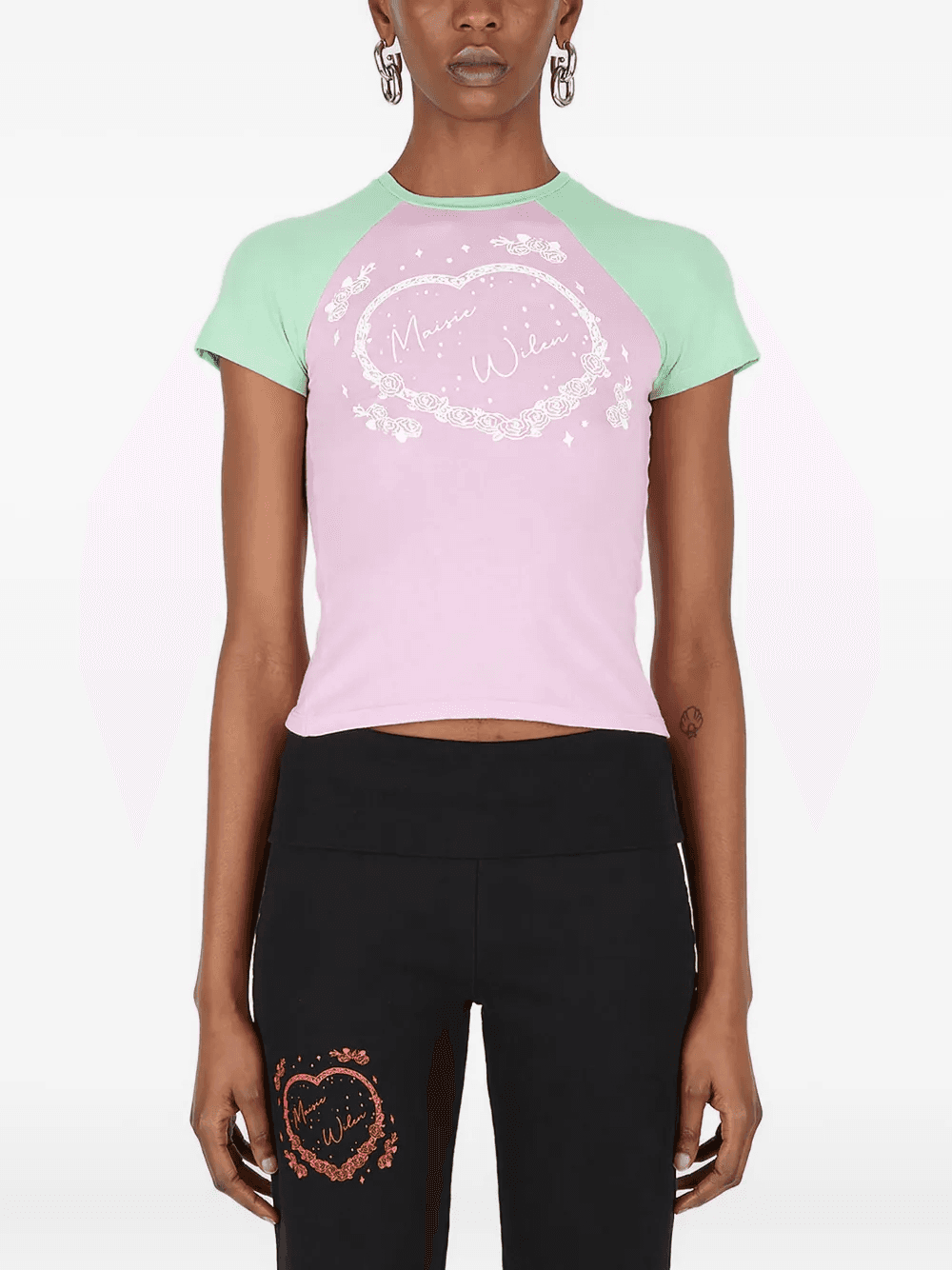 heart-print raglan-sleeve top - Image 1