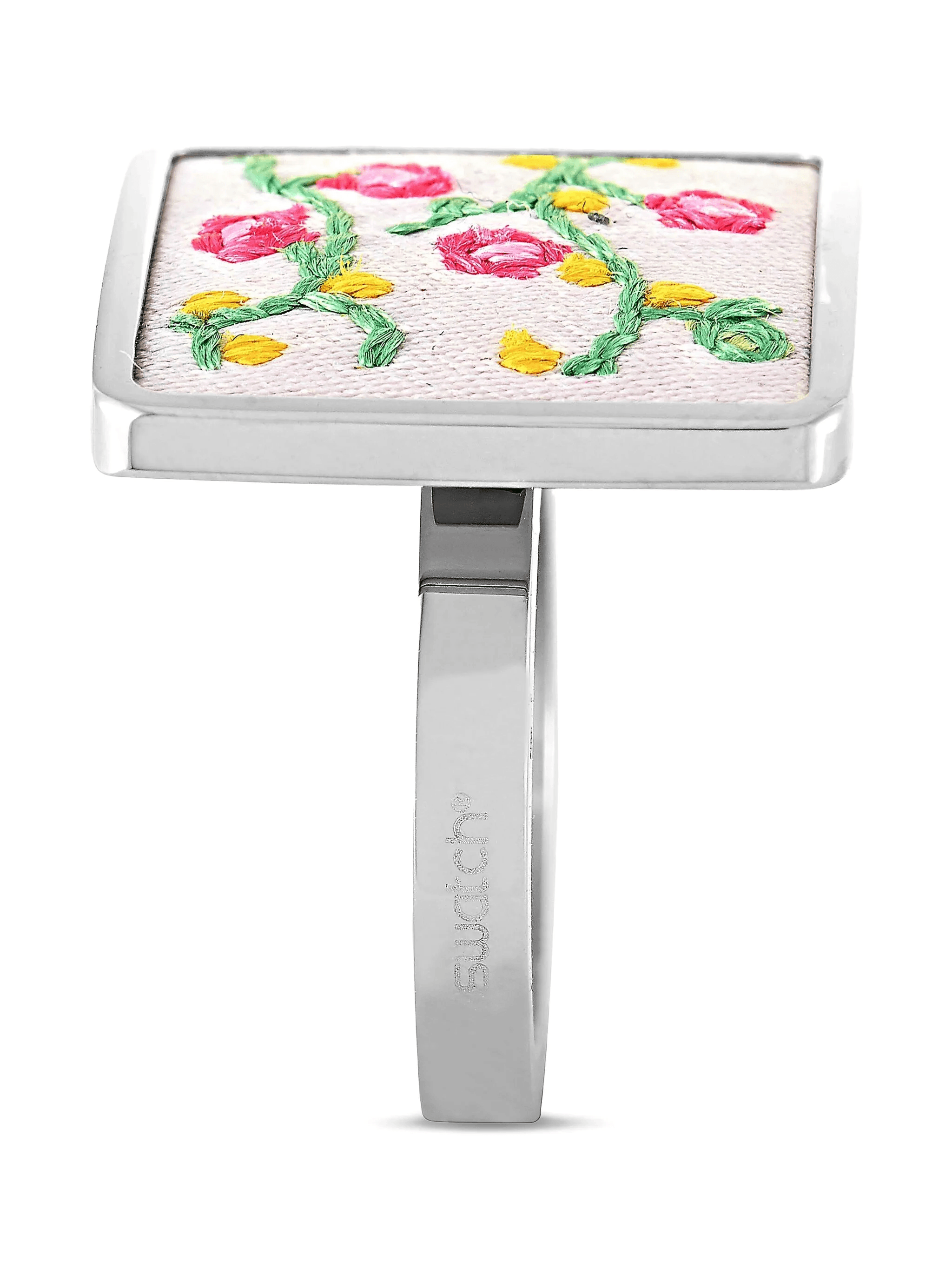 flower-embroidered ring - Image 1