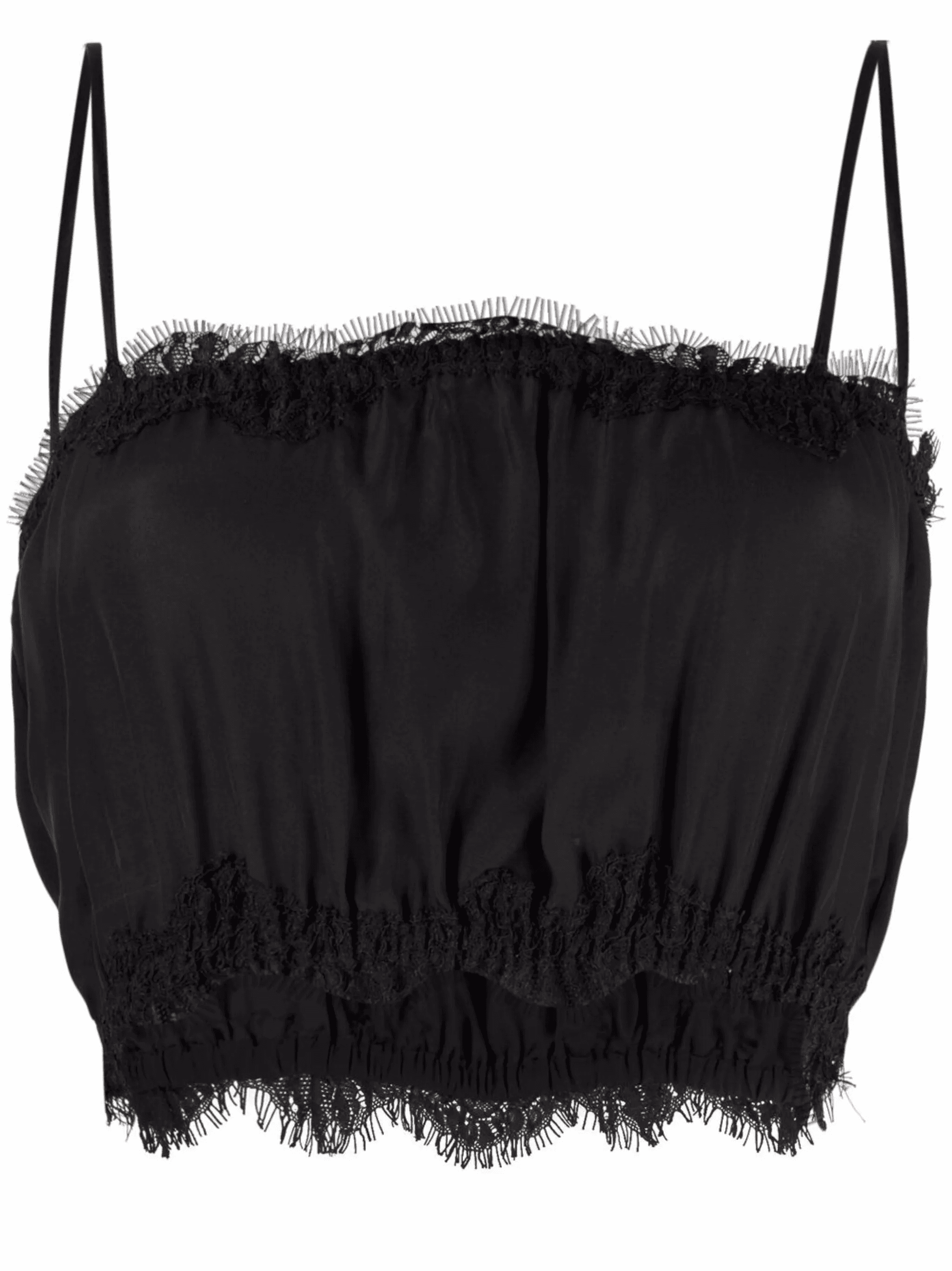 lace-trim silk crop top - Image 1