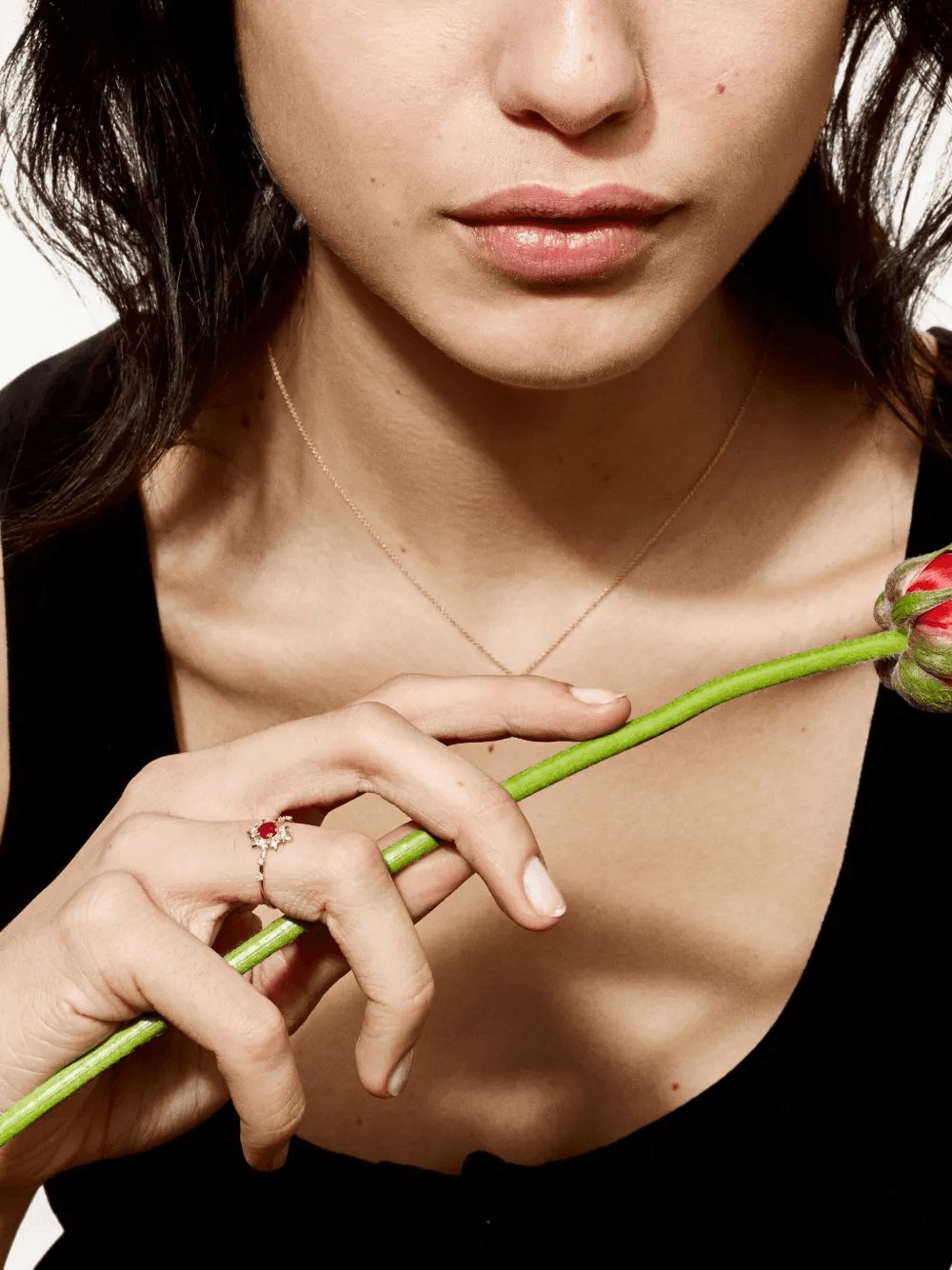 14K yellow gold Termina ruby diamond ring - Image 1