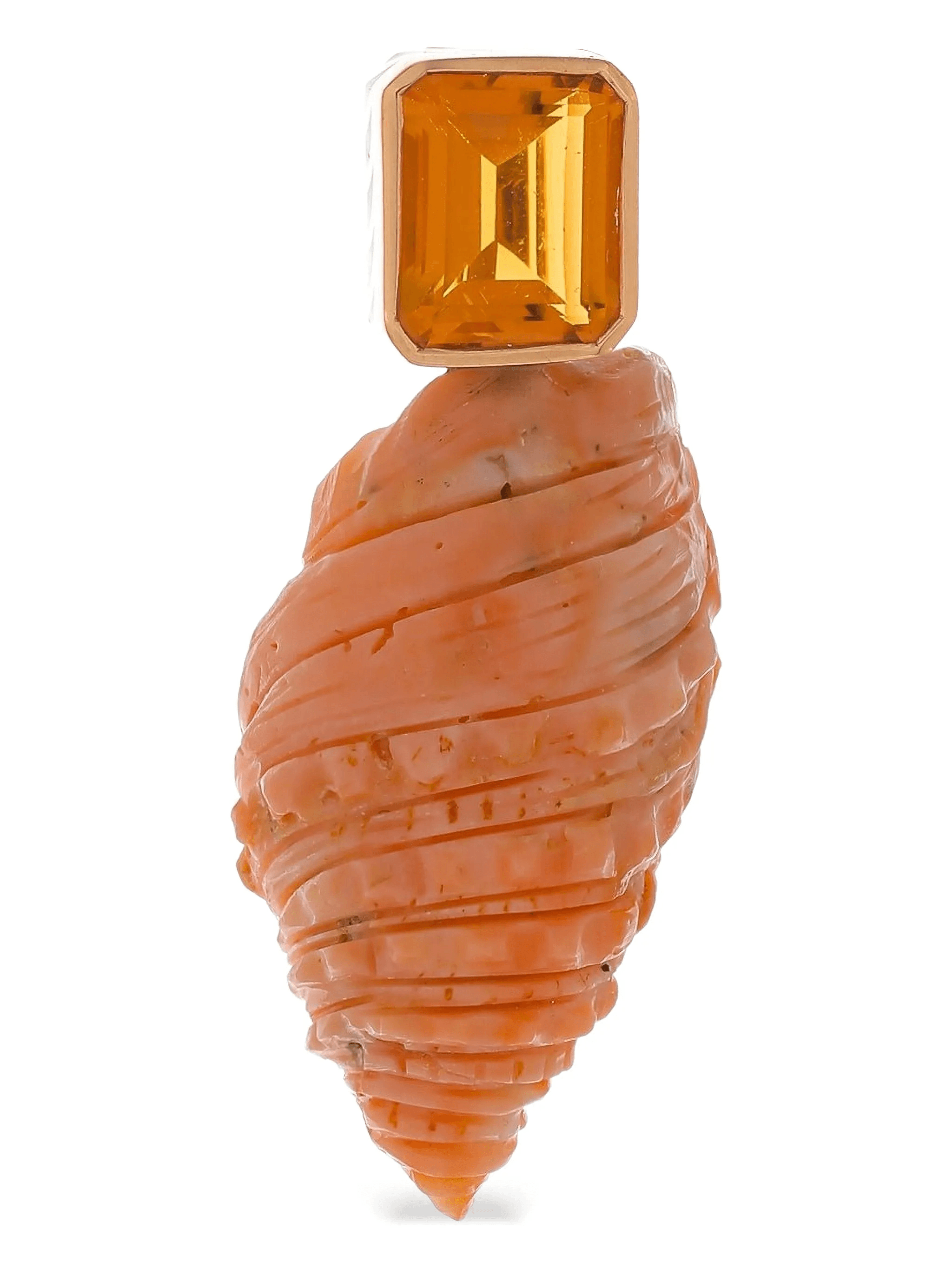 18kt rose gold Carved Coral Citrine necklace - Image 1