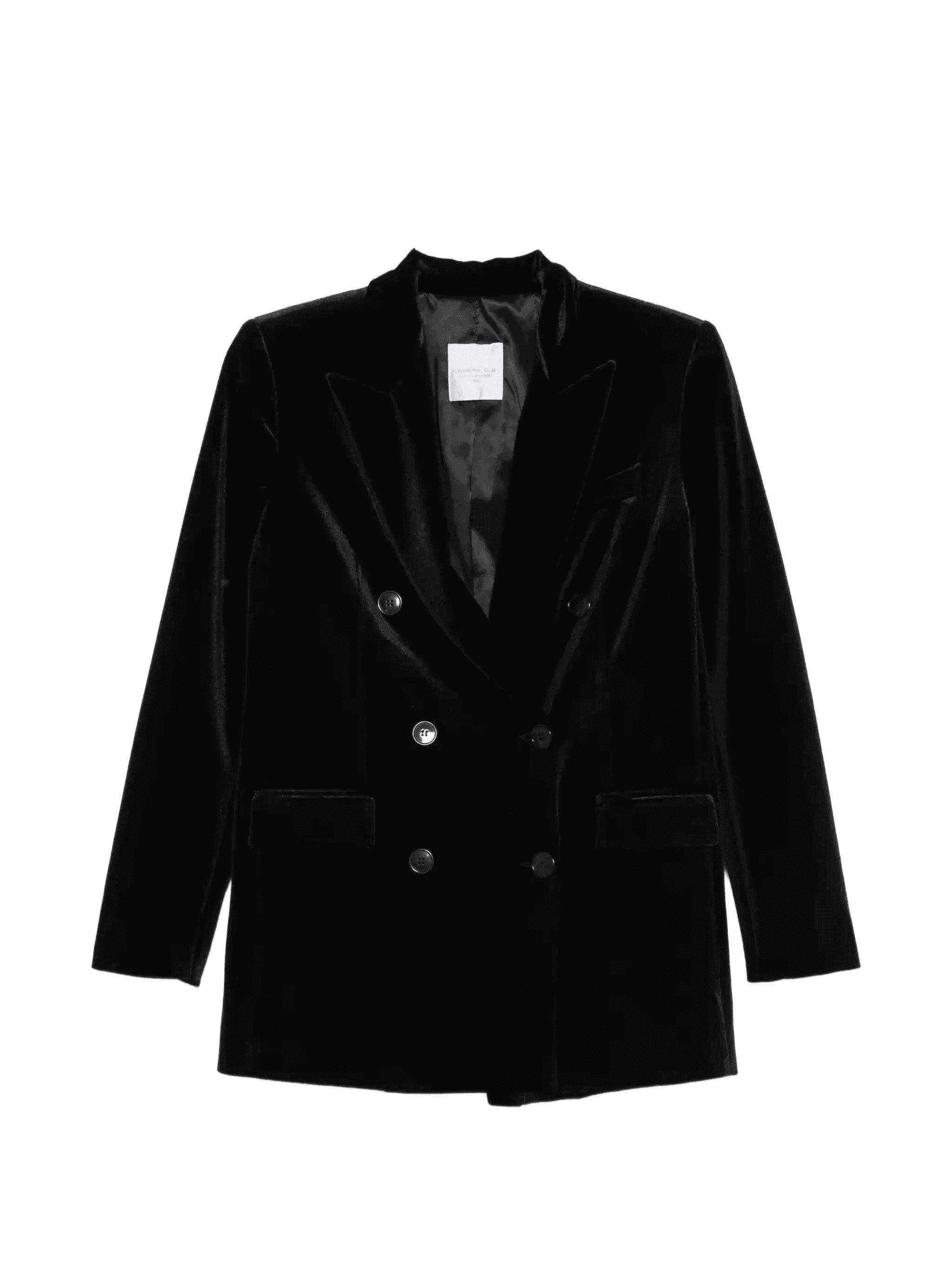 double-breasted velvet blazer - Image 1
