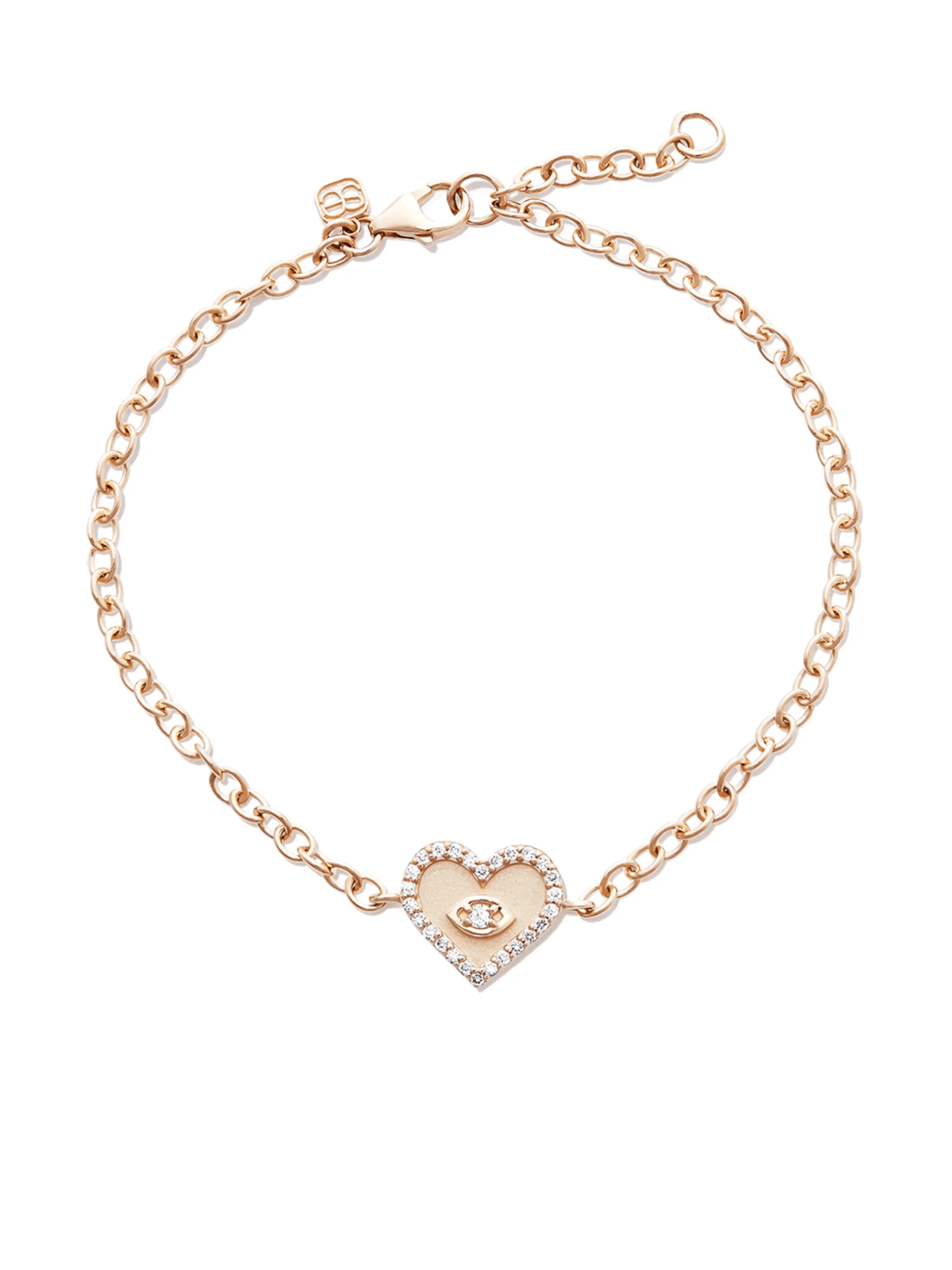14kt yellow gold heart evil eye charm bracelet - Image 1