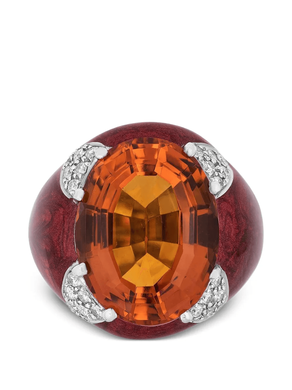 diamond citrine red oval ring - Image 1