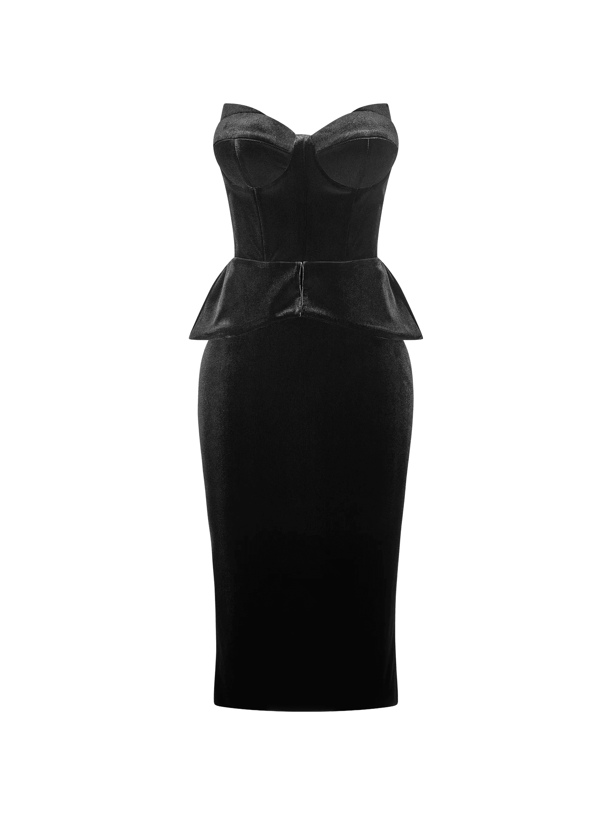 Velvet 22 peplum strapless midi dress - Image 1
