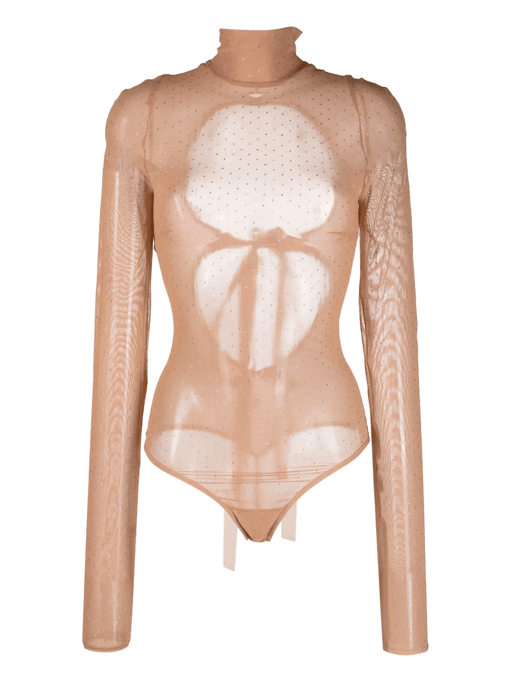 crystal-embellished mesh bodysuit - Image 1