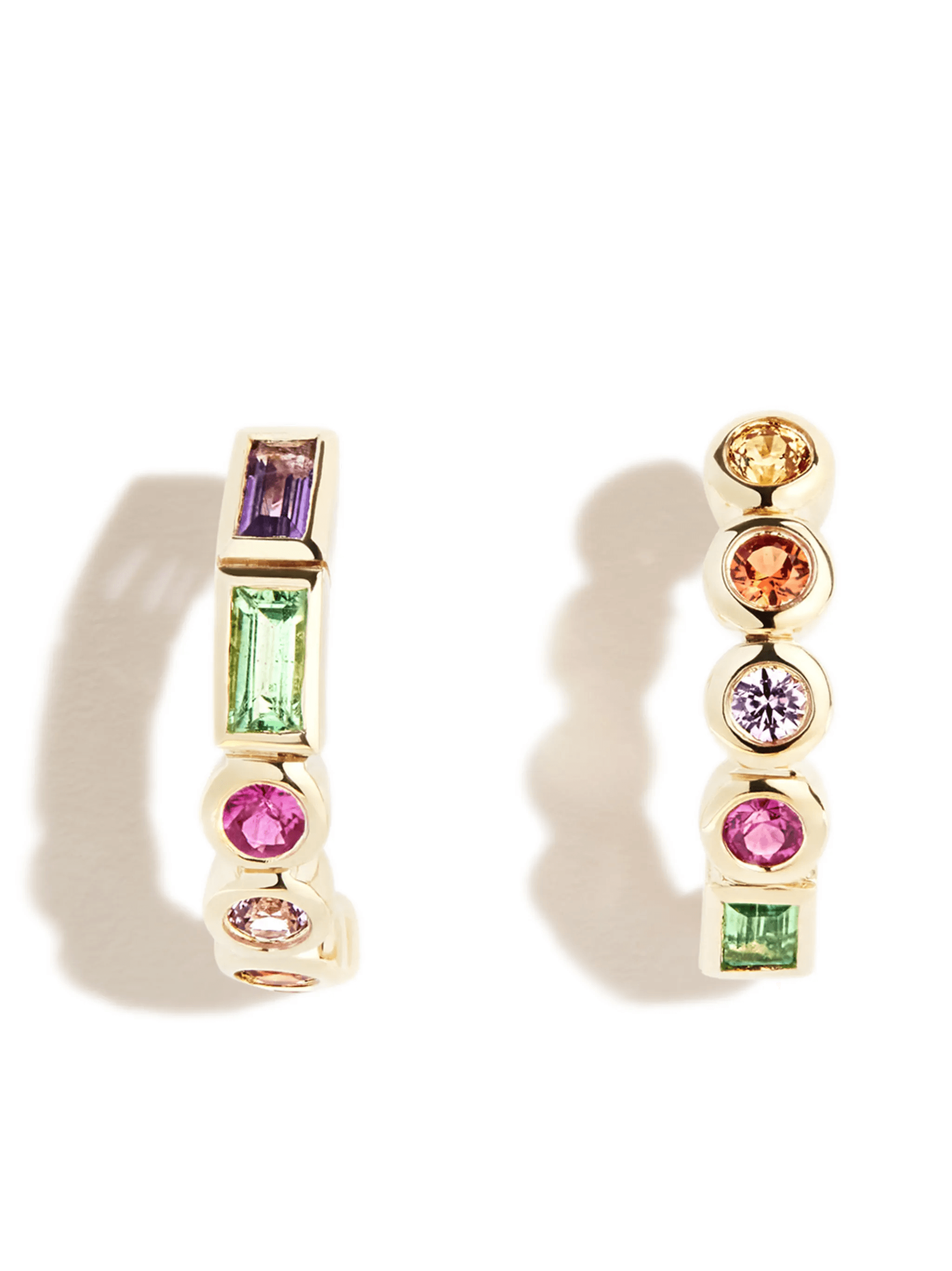 9kt yellow gold mixed stone circle earrings - Image 1