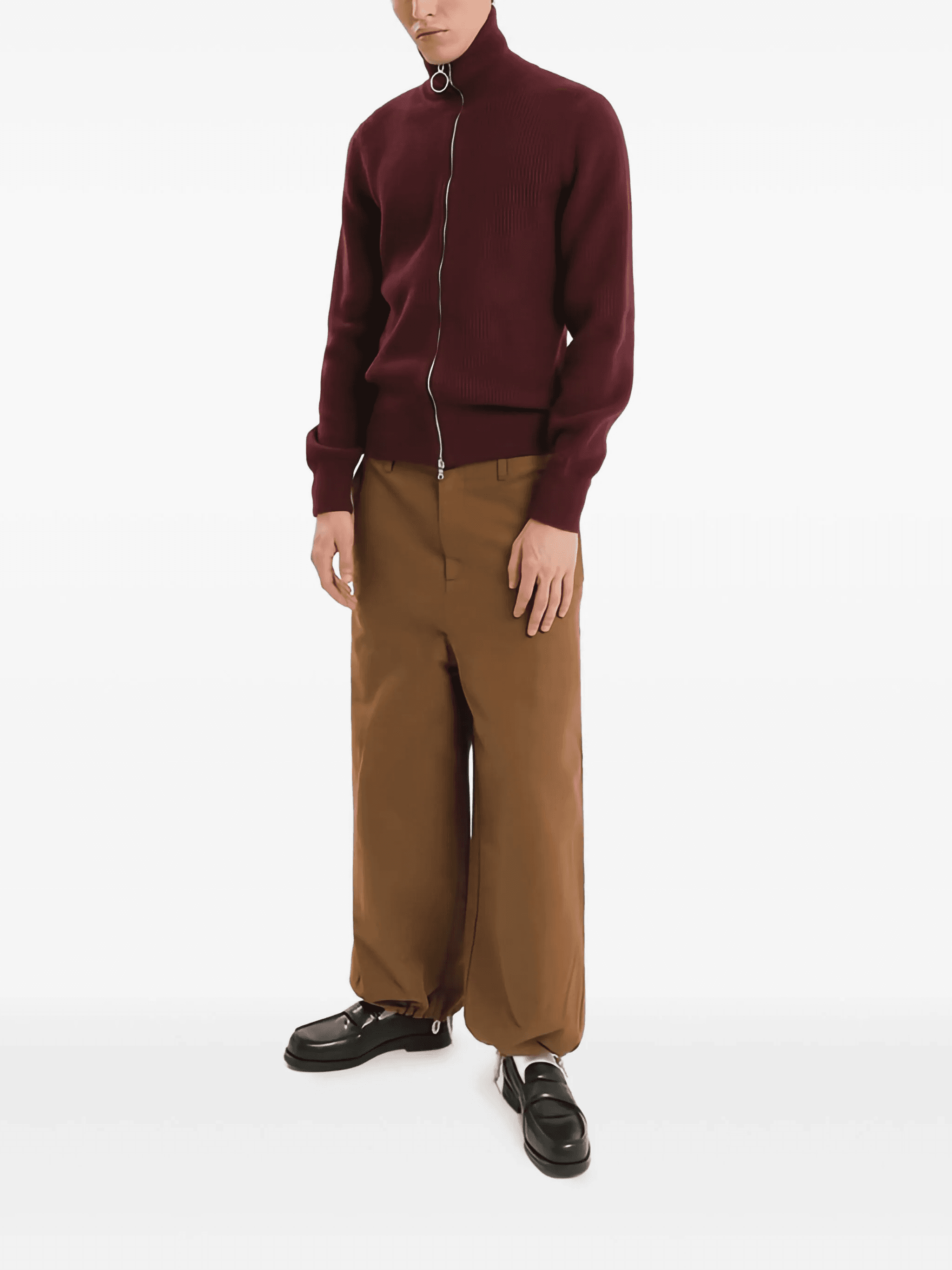 zip ribbed cardigan - Image 1