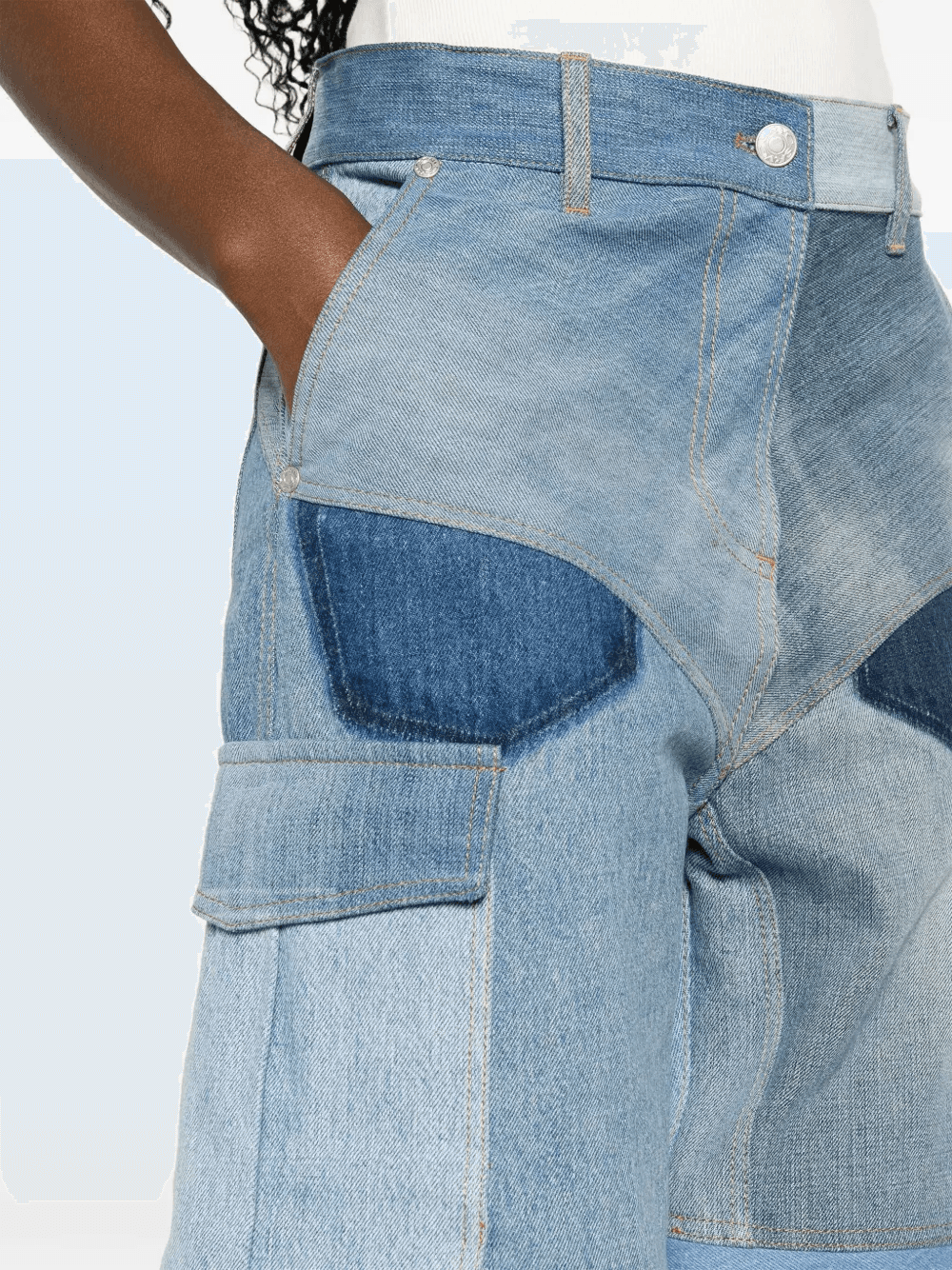 high-rise straight-leg cargo jeans - Image 1