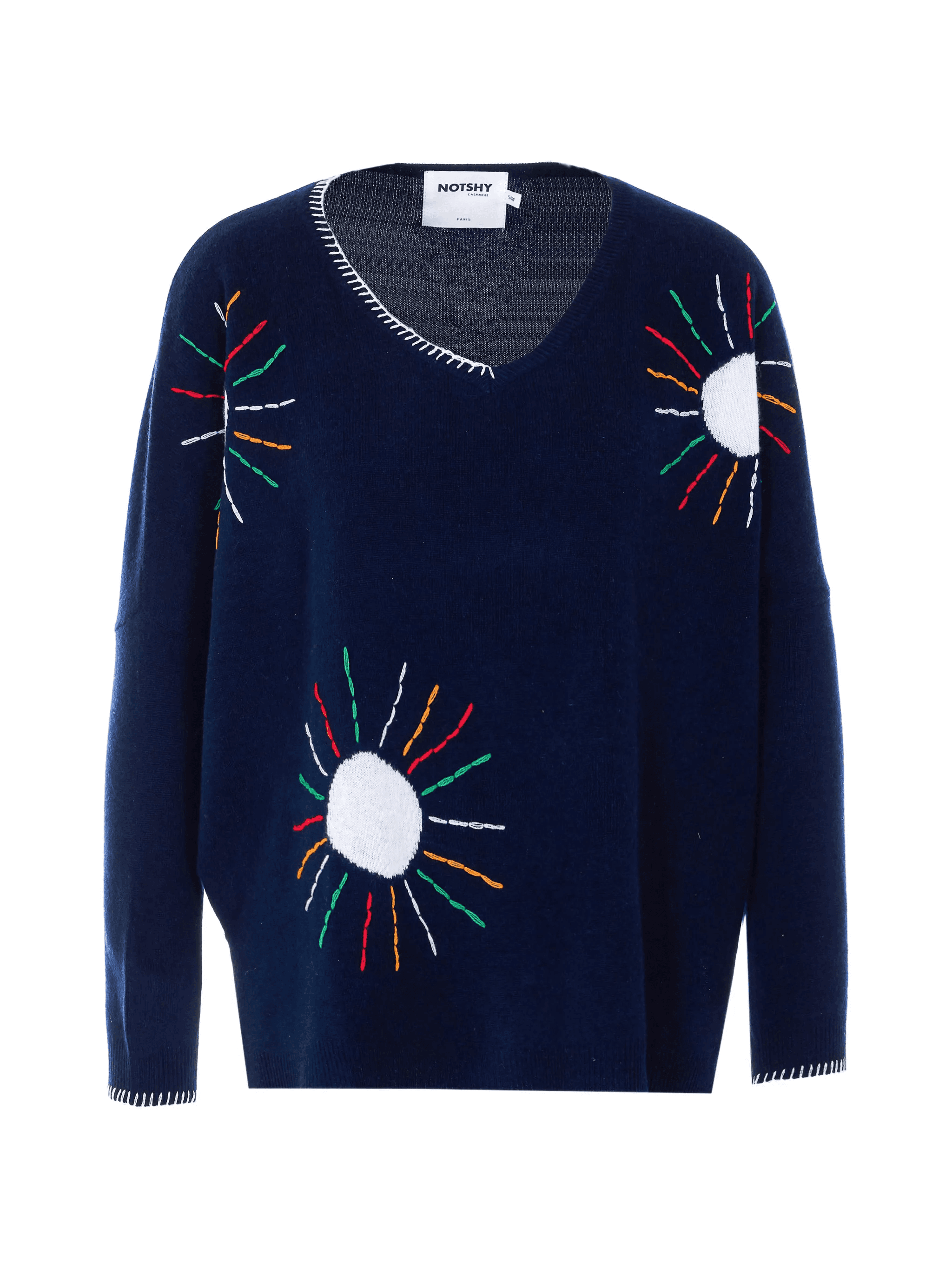 embroidered V-neck cashmere sweater - Image 1