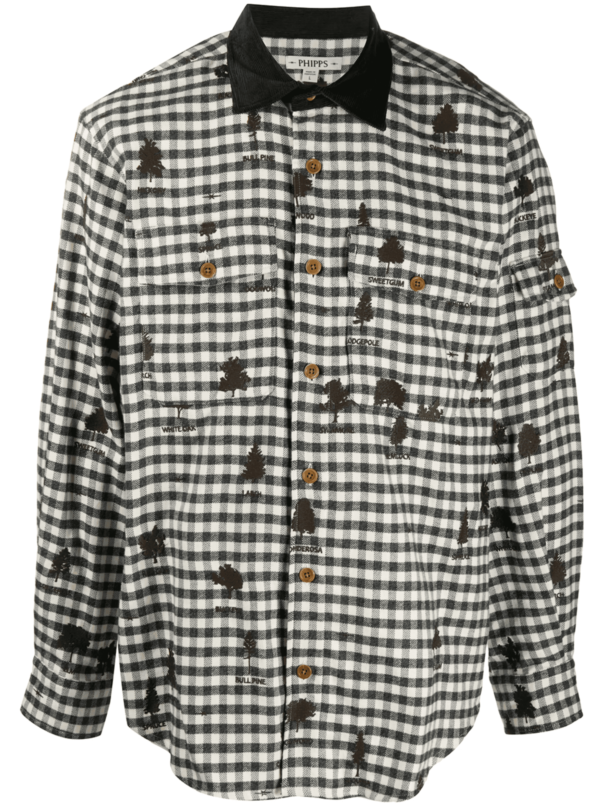 gingham shirt with all-over tree embroidery - Image 1