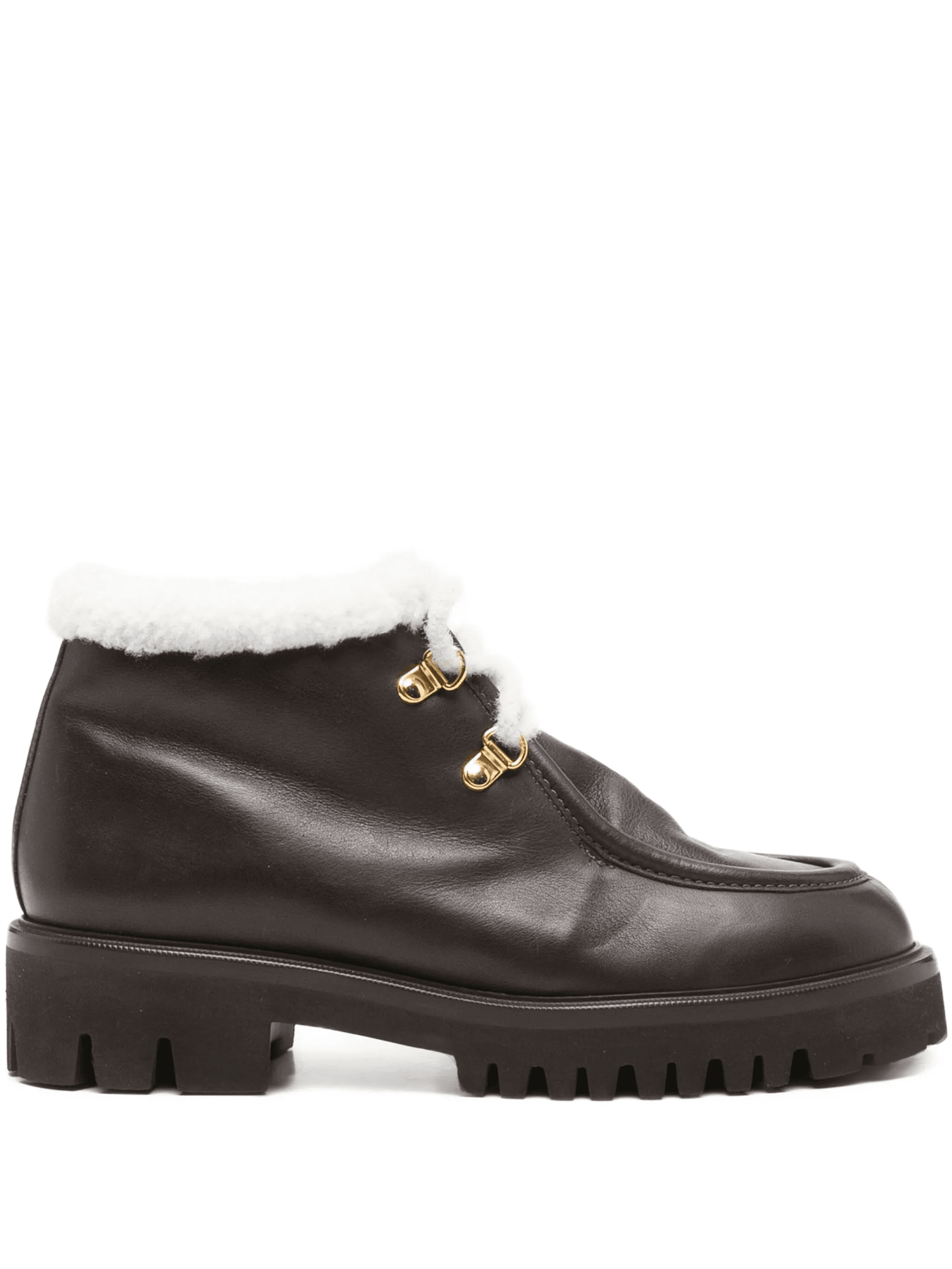 shearling-trimmed lace-up boots - Image 1