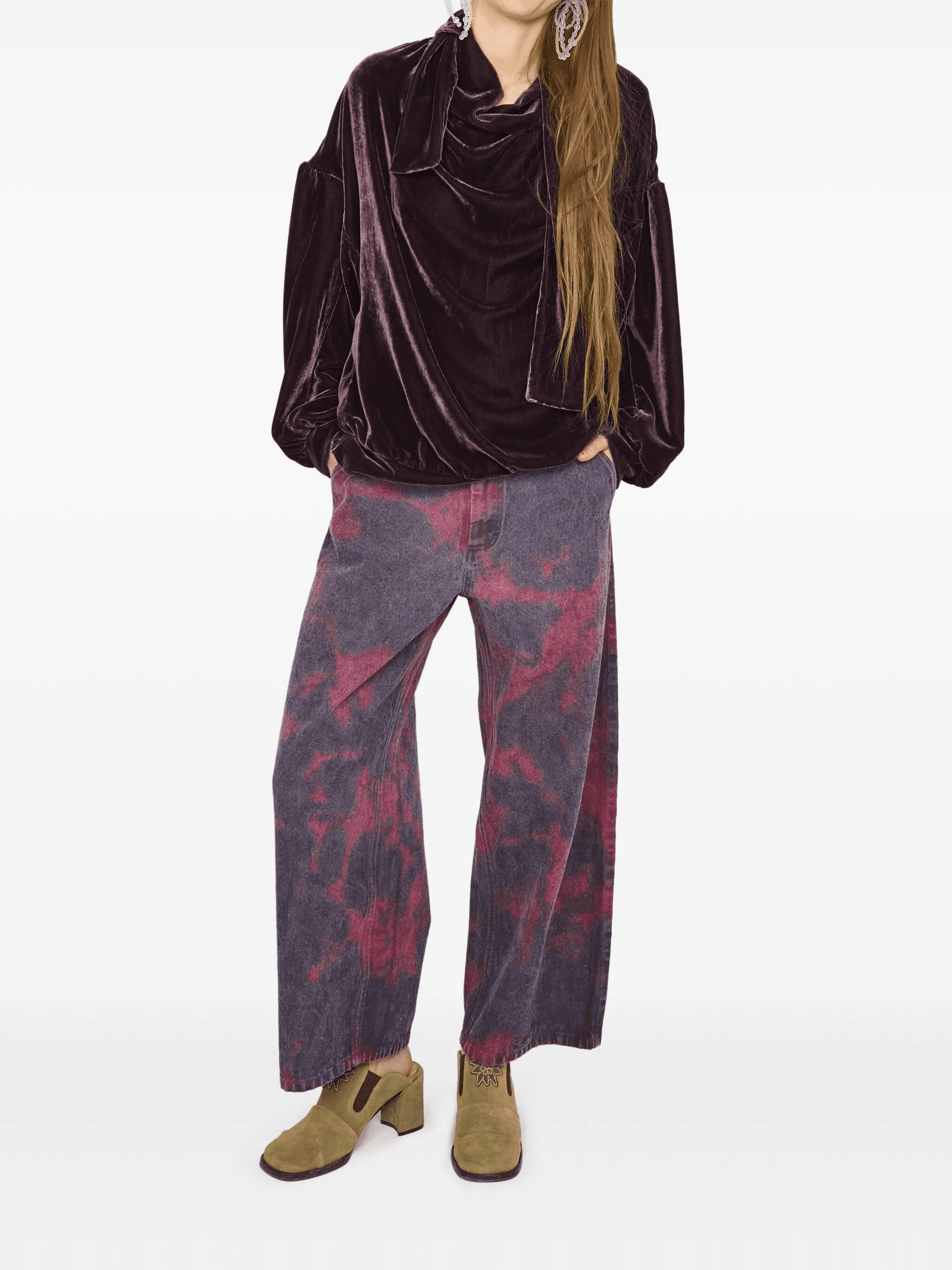 tie-dye wide-leg jeans - Image 1