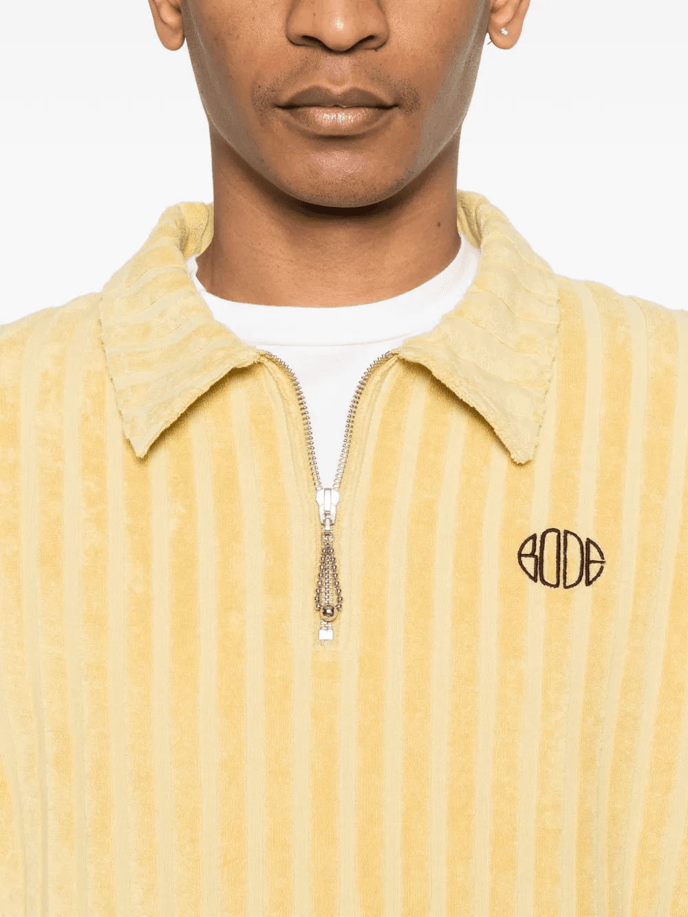 vertical stripe zip polo shirt - Image 1