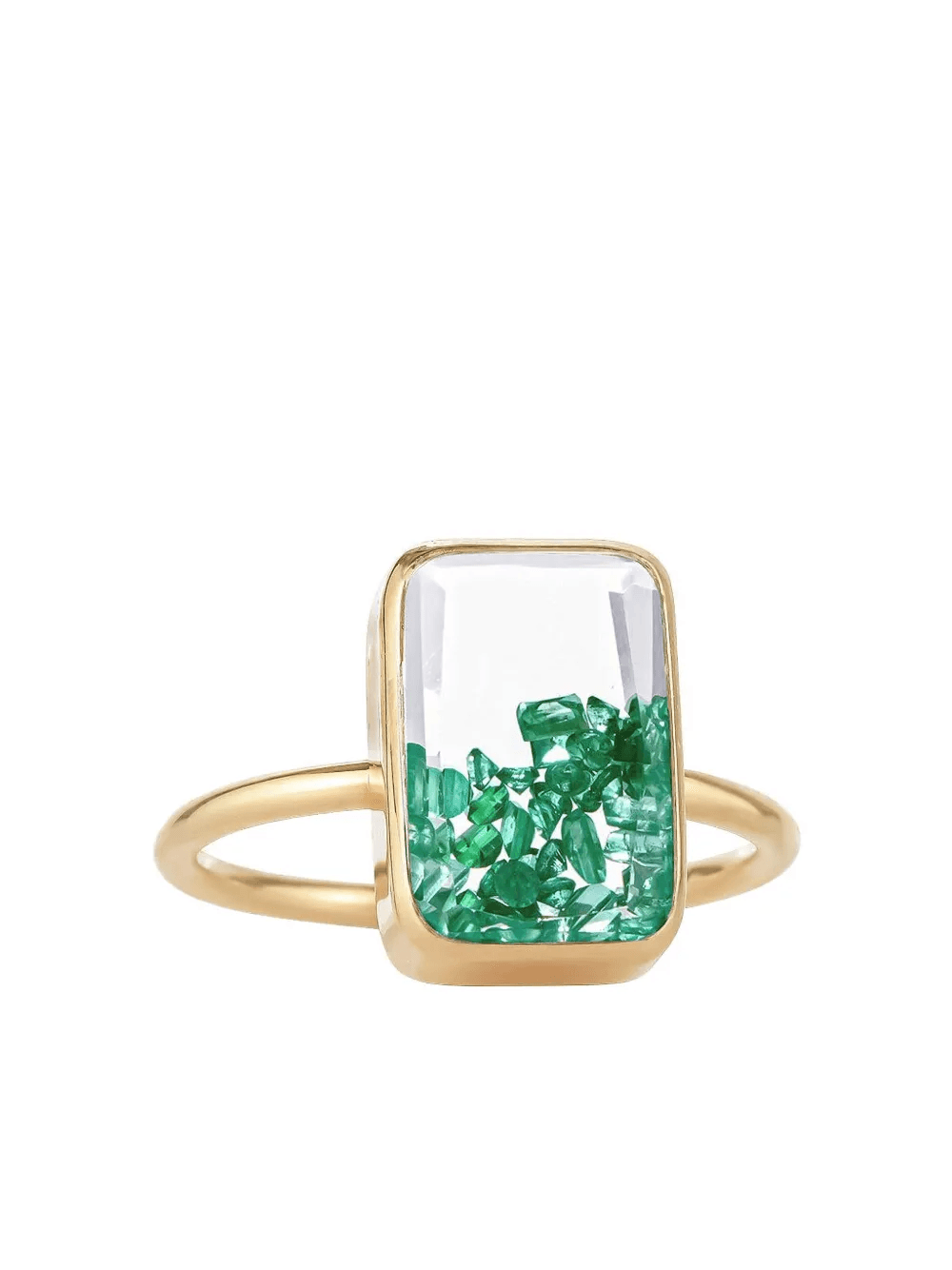 18K yellow gold emerald and sapphire ring - Image 1