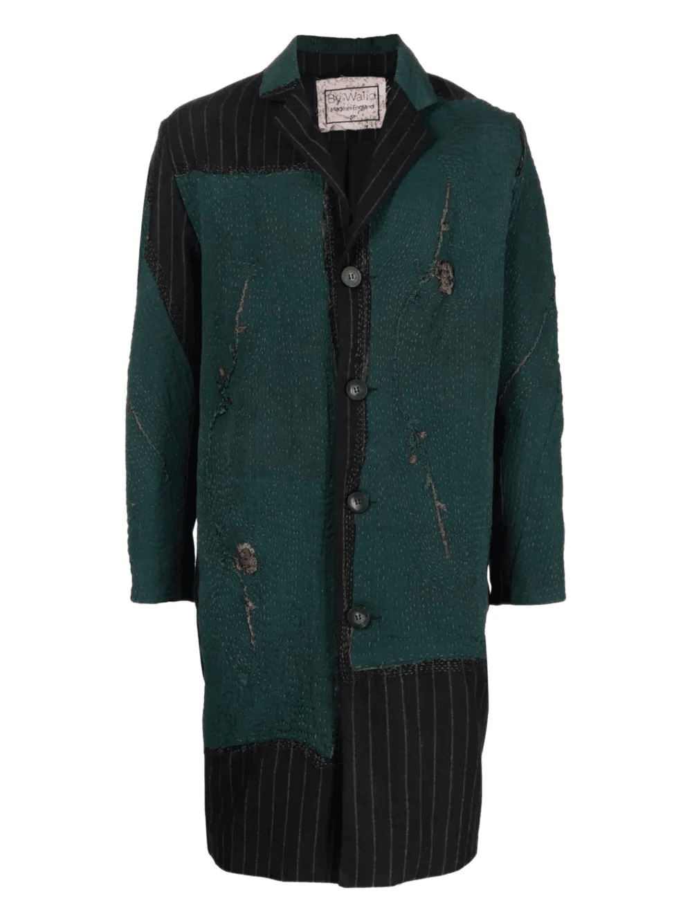 patchwork button-up coat - Image 1