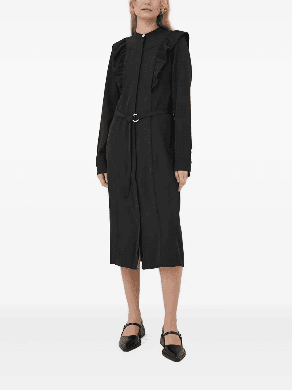 ruffle-detail belted midi dress - Image 1