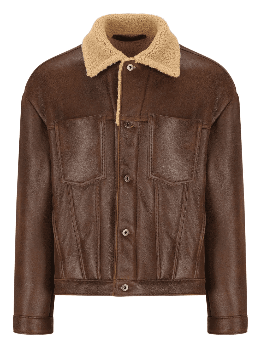 button-fastening leather jacket - Image 1