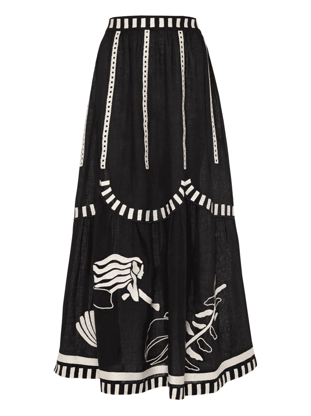 Starfish illustrated tiered maxi skirt - Image 1