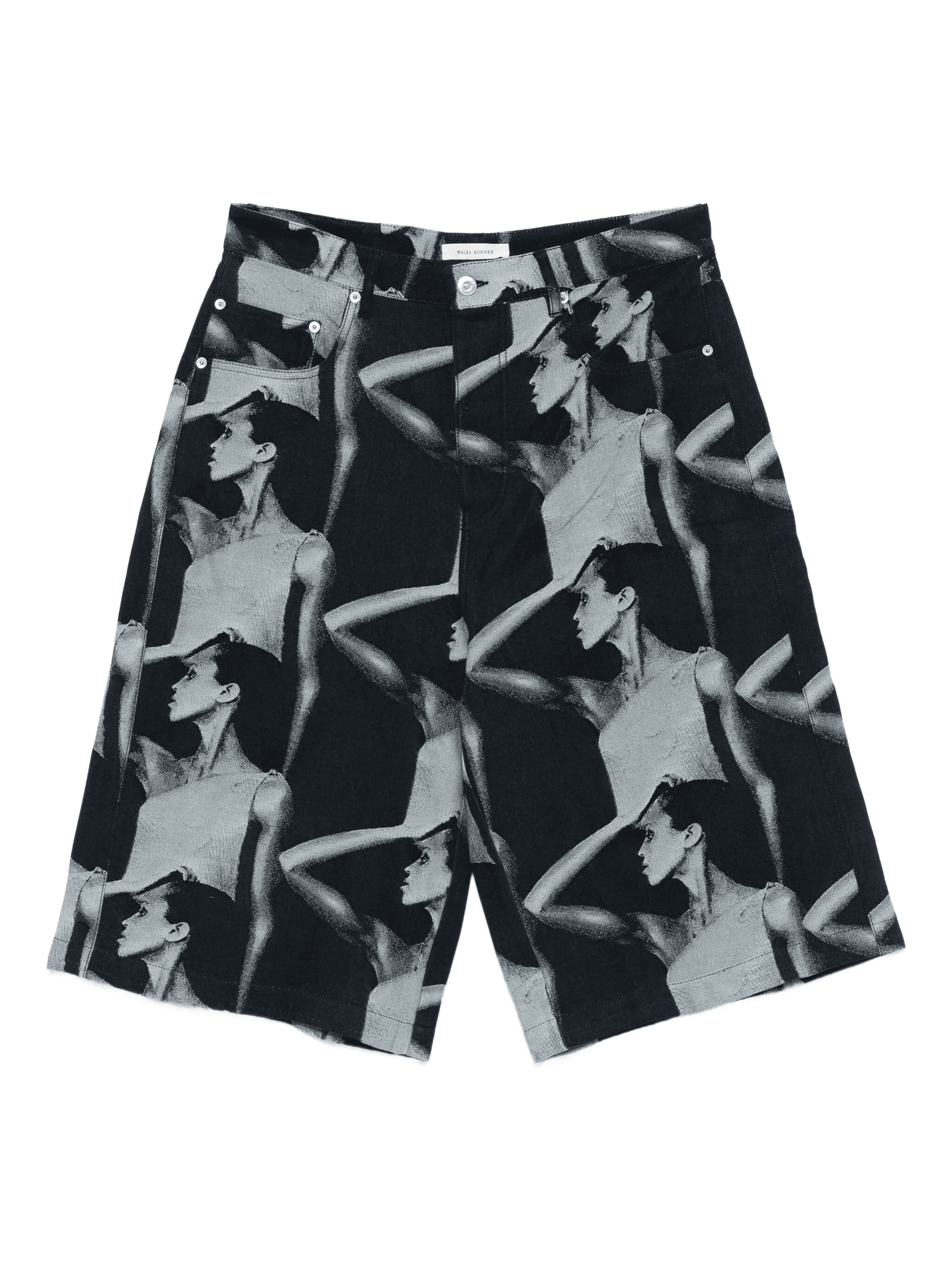graphic-print denim shorts - Image 1