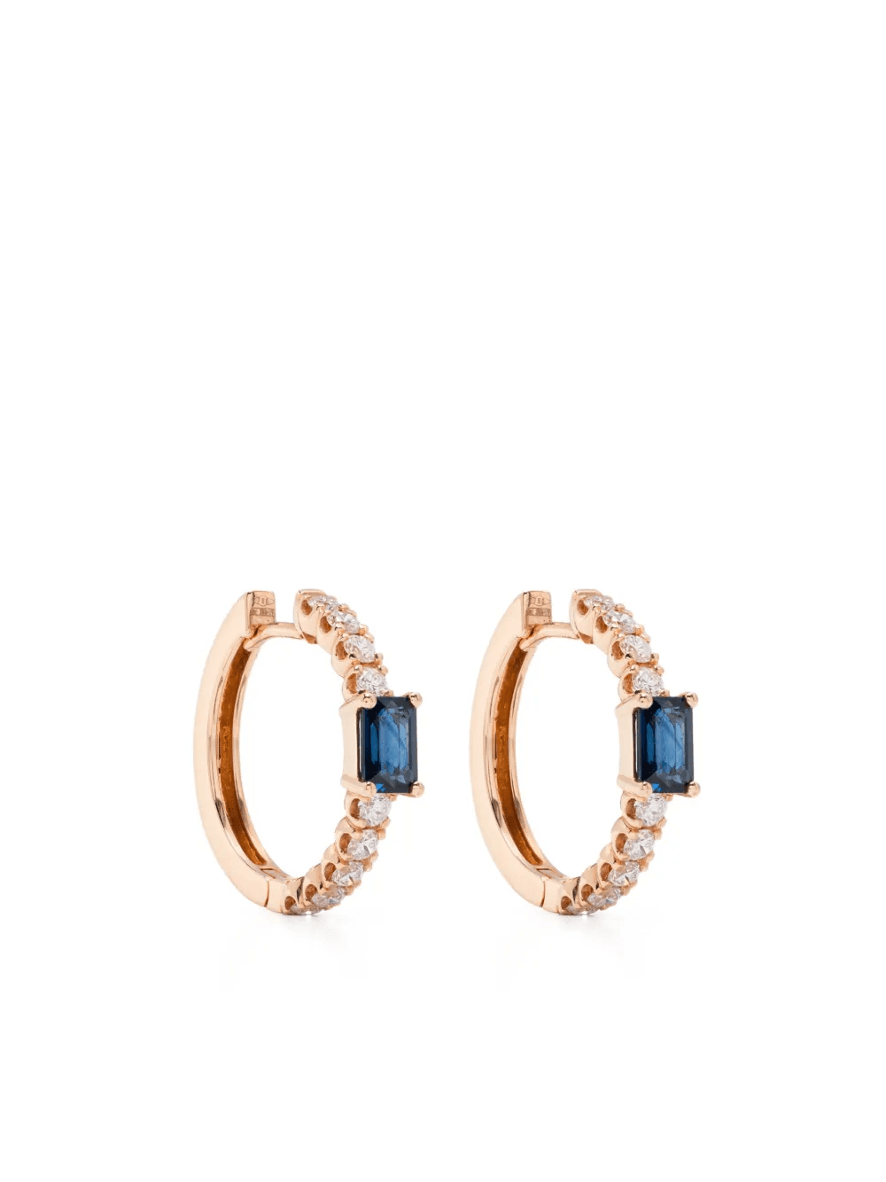 18K rose gold diamonds and sapphires earrings - Image 1