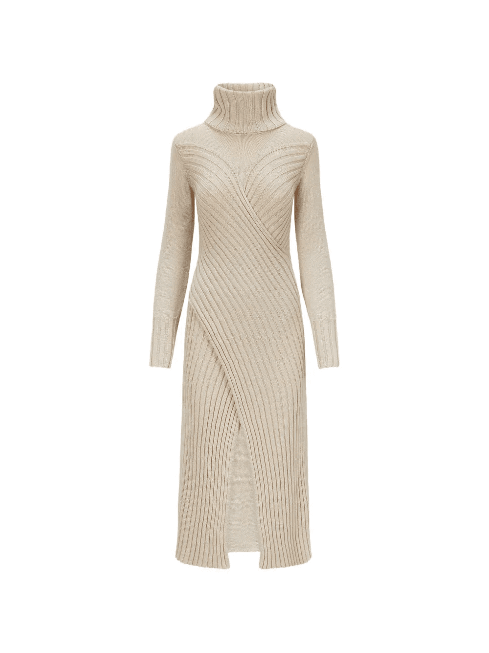Cecile turtleneck front-slit midi dress - Image 1