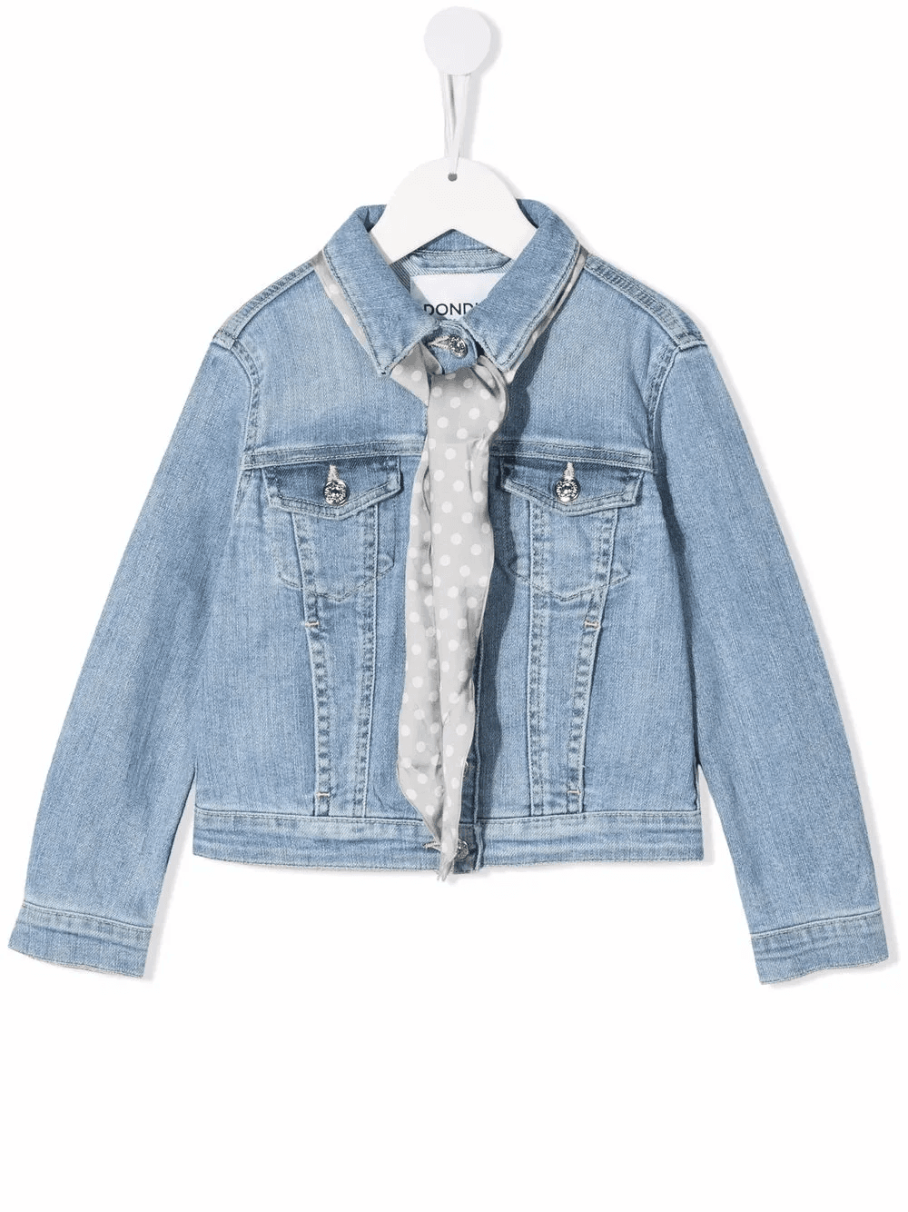 scarf-detail four-pocket denim jacket - Image 1