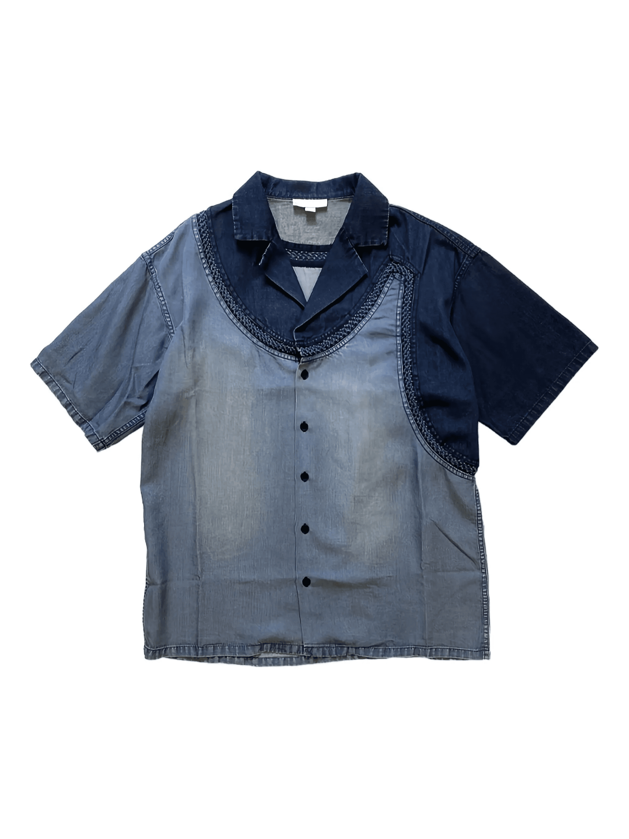 crochet-trimmed denim shirt - Image 1