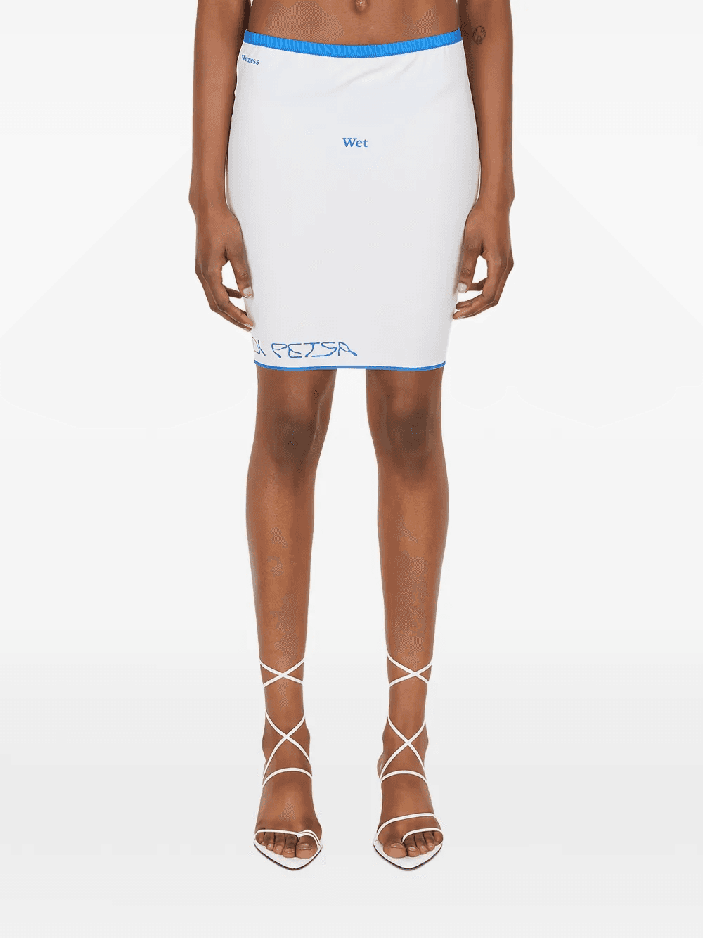 elasticated text-print mini skirt - Image 1