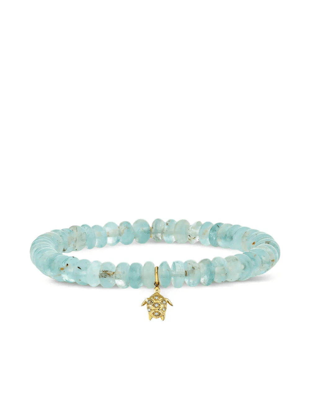 14K yellow gold small Turtle aquamarine and diamond bracelet - Image 1