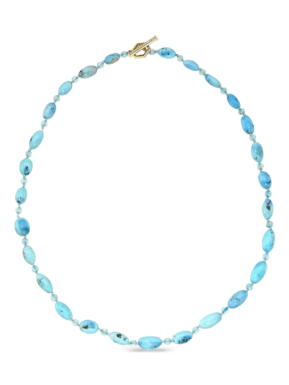 18K yellow gold beaded turquoise necklace - Image 1
