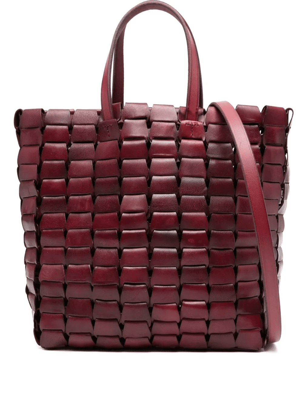 woven leather tote bag - Image 1