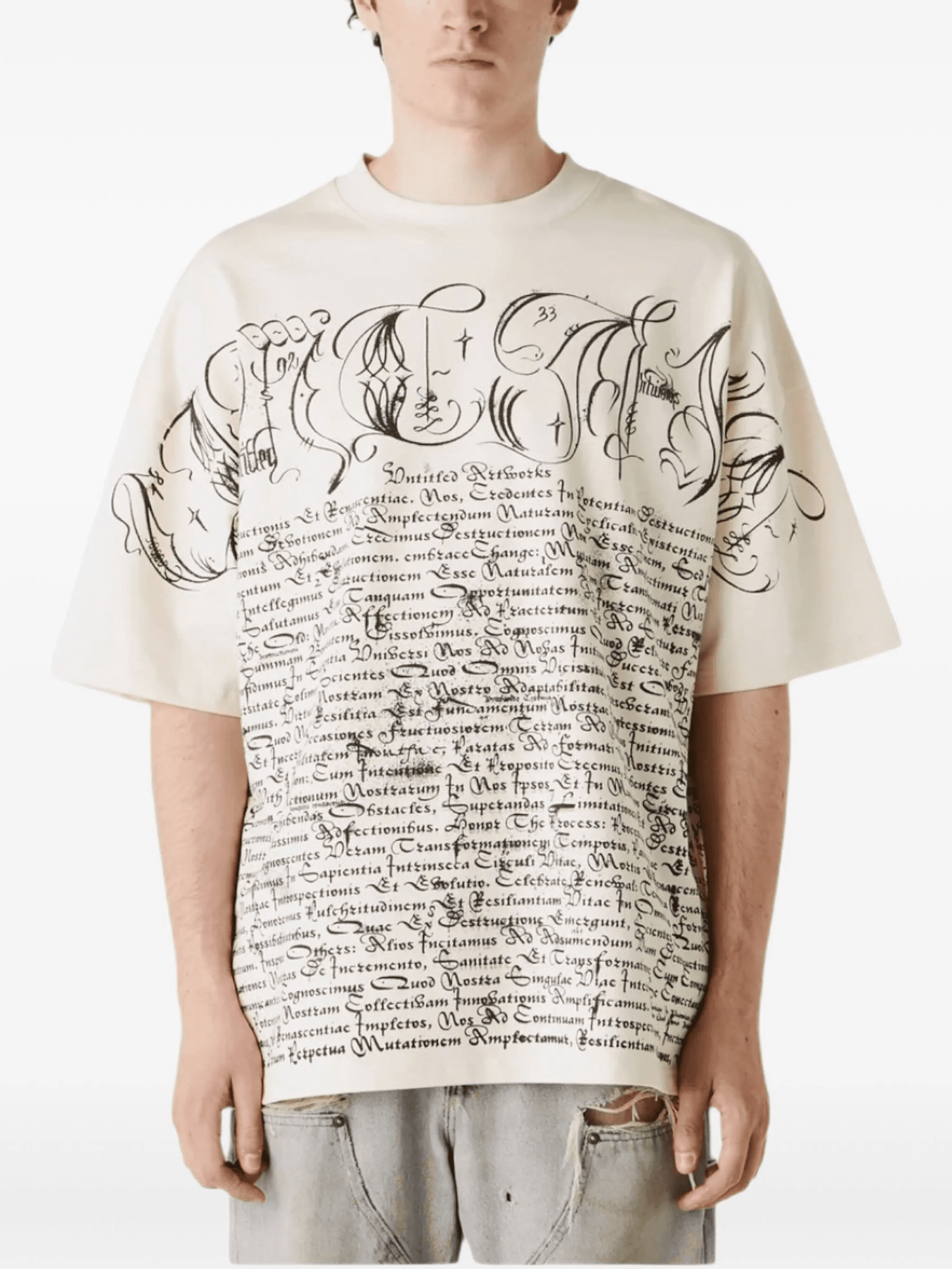 script-print cotton T-shirt - Image 1