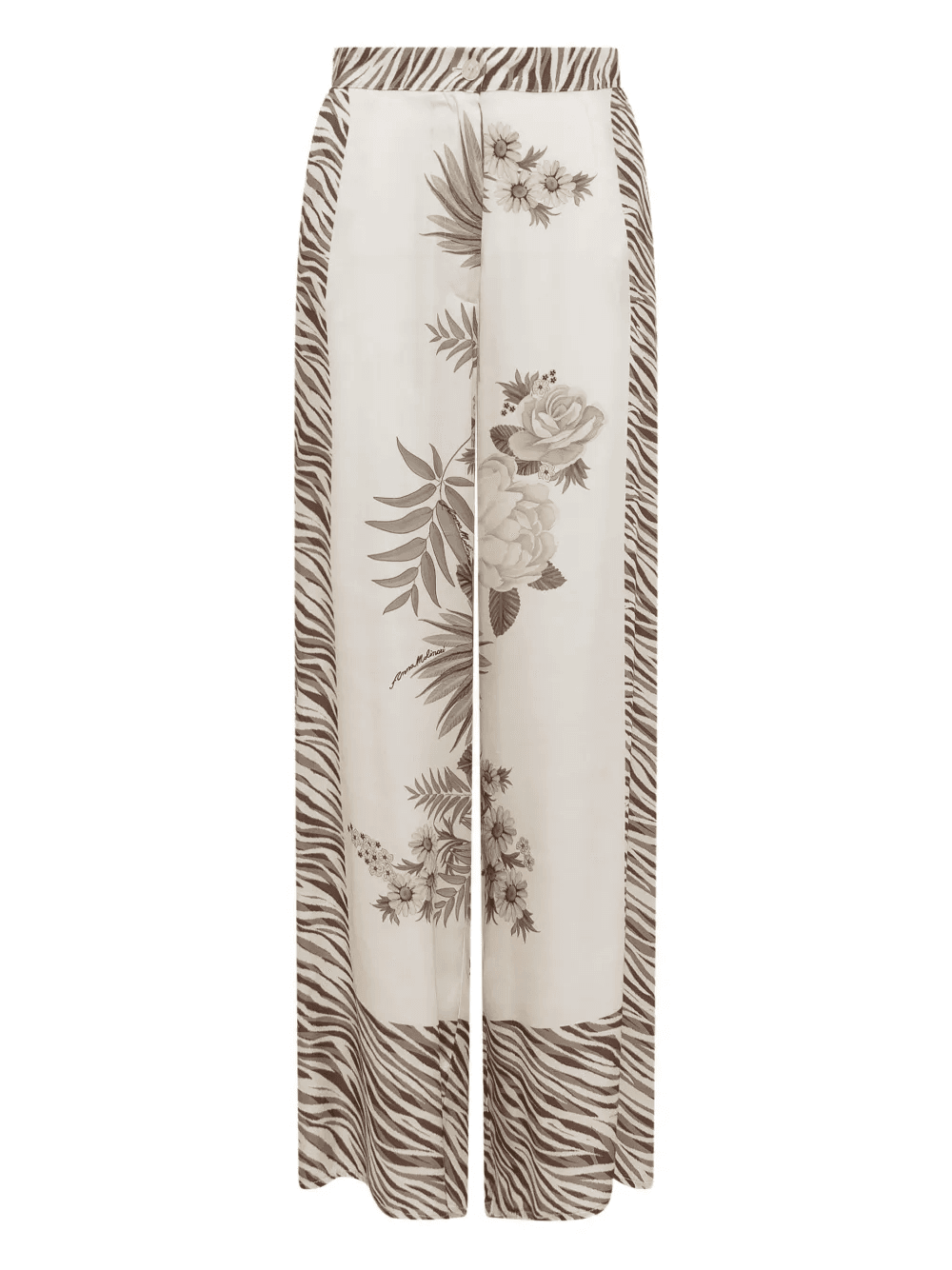 floral-print zebra-pattern trousers - Image 1