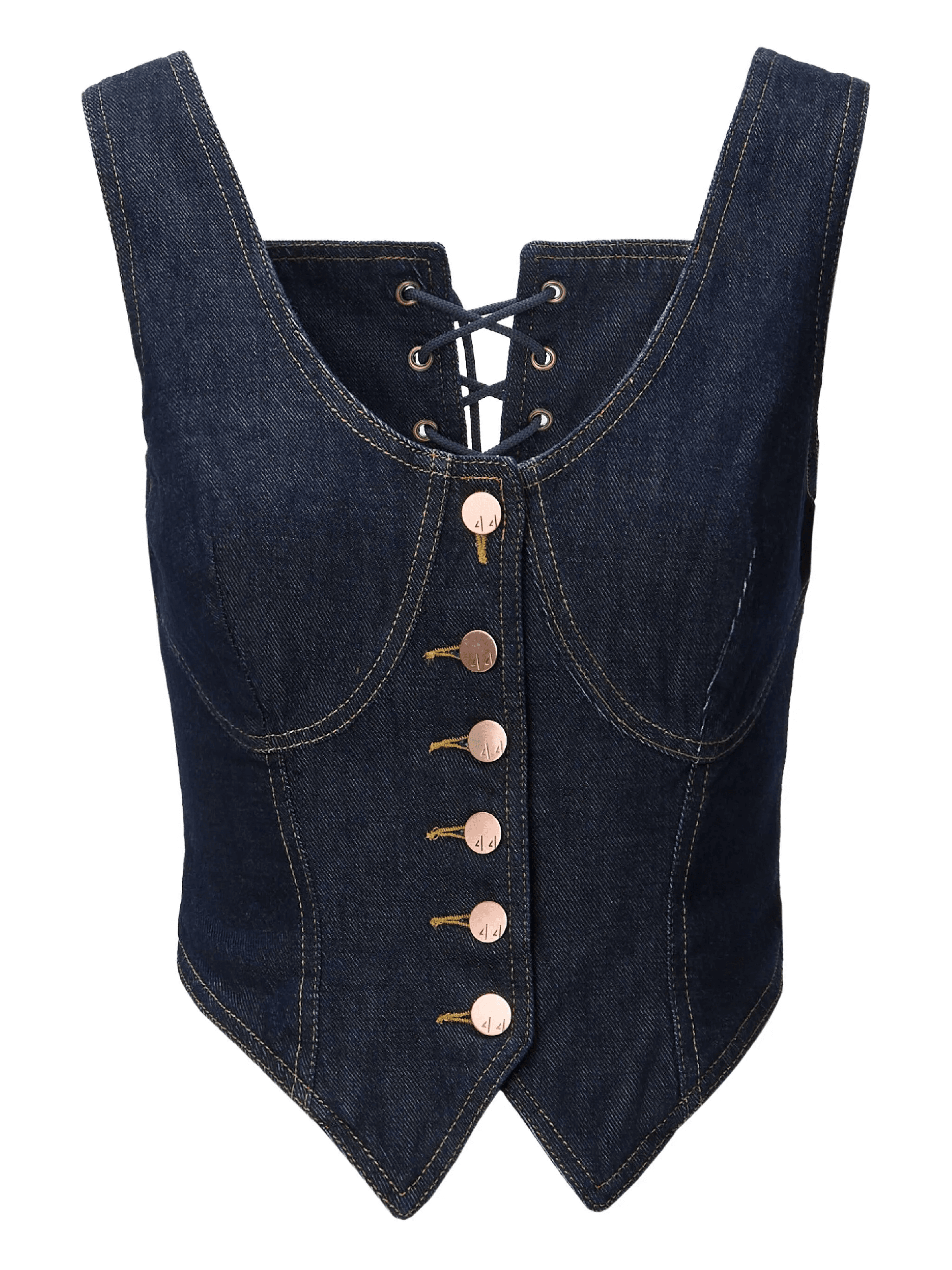 lace-up button-fastening vest - Image 1