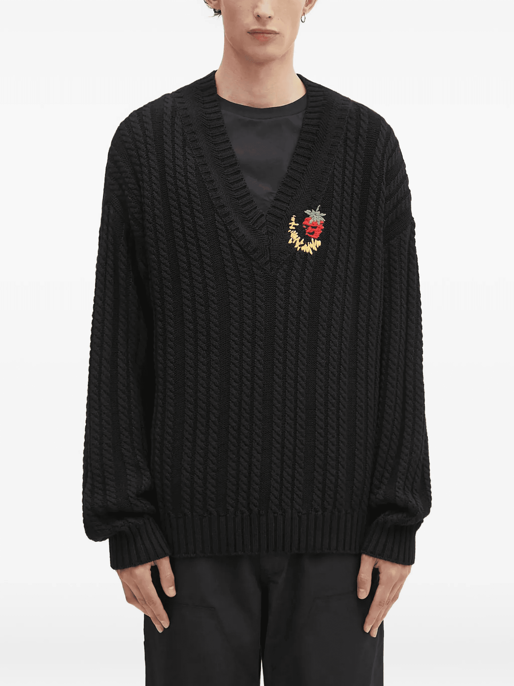 embroidered V-neck sweater - Image 1