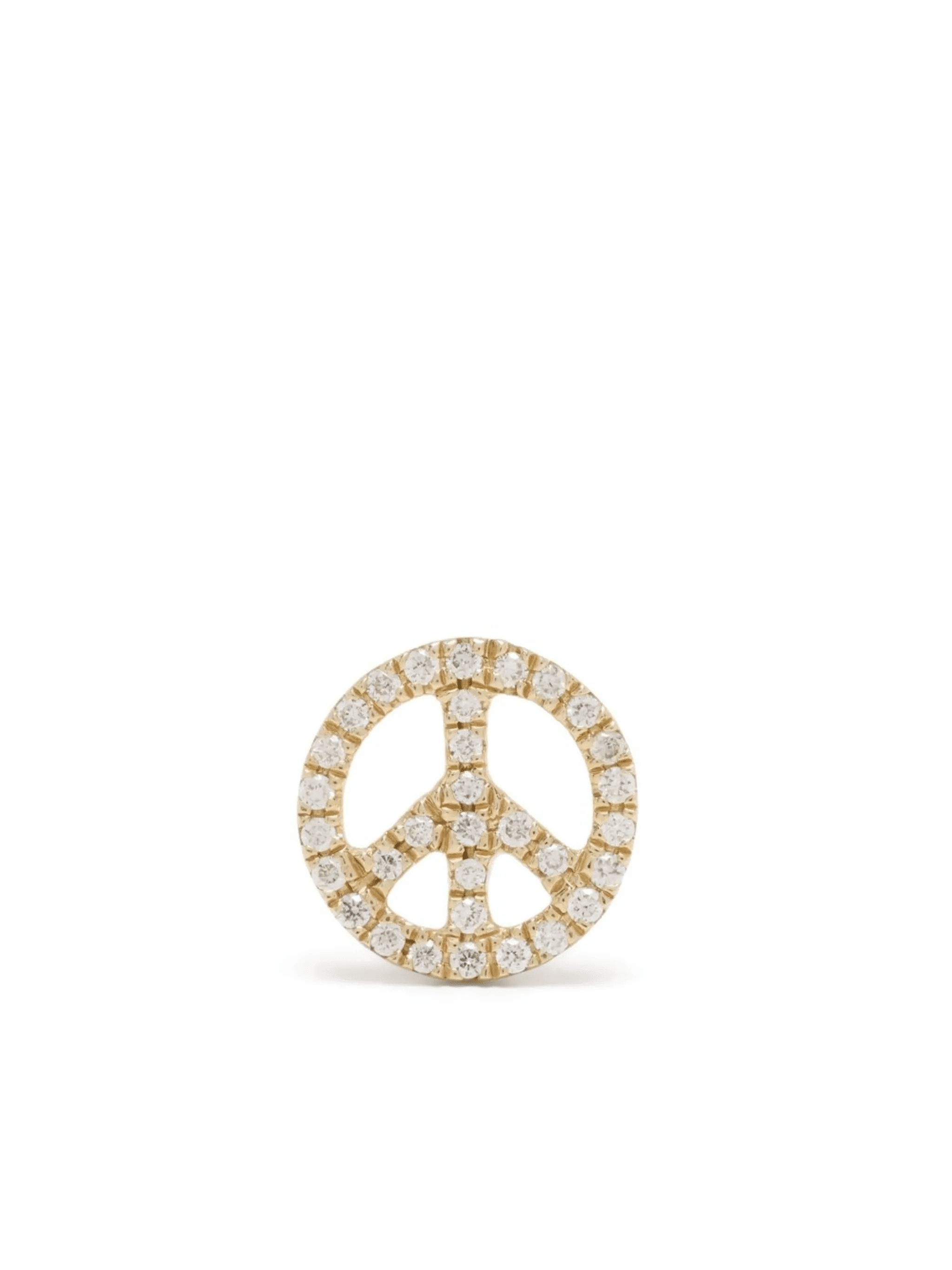 14kt yellow gold diamond Peace stud earring - Image 1