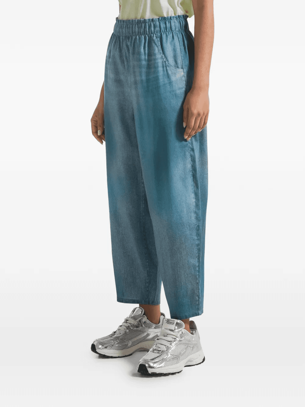 faded-effect elasticated-waist trousers - Image 1