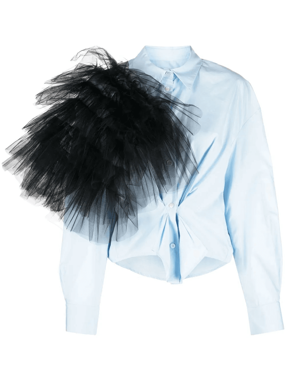 tulle-embellished detail shirt - Image 1