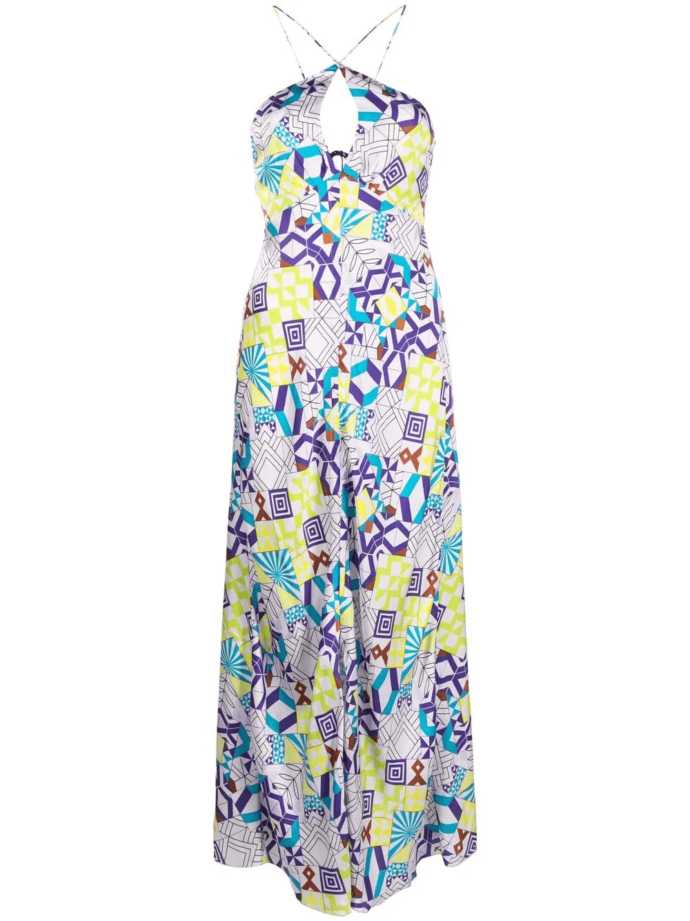 geometric-pattern midi dress - Image 1