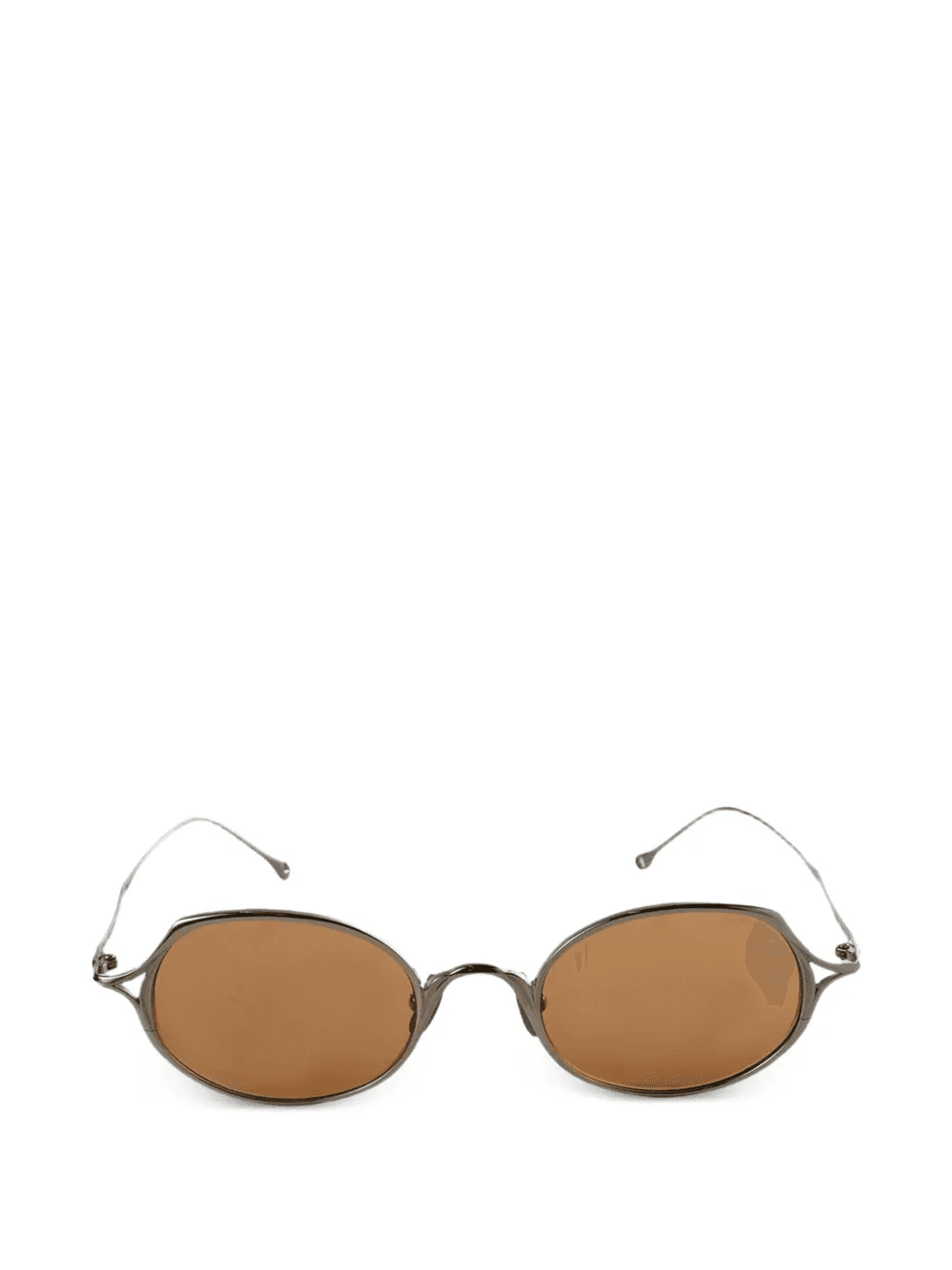 polished titanium oval-frame sunglasses - Image 1