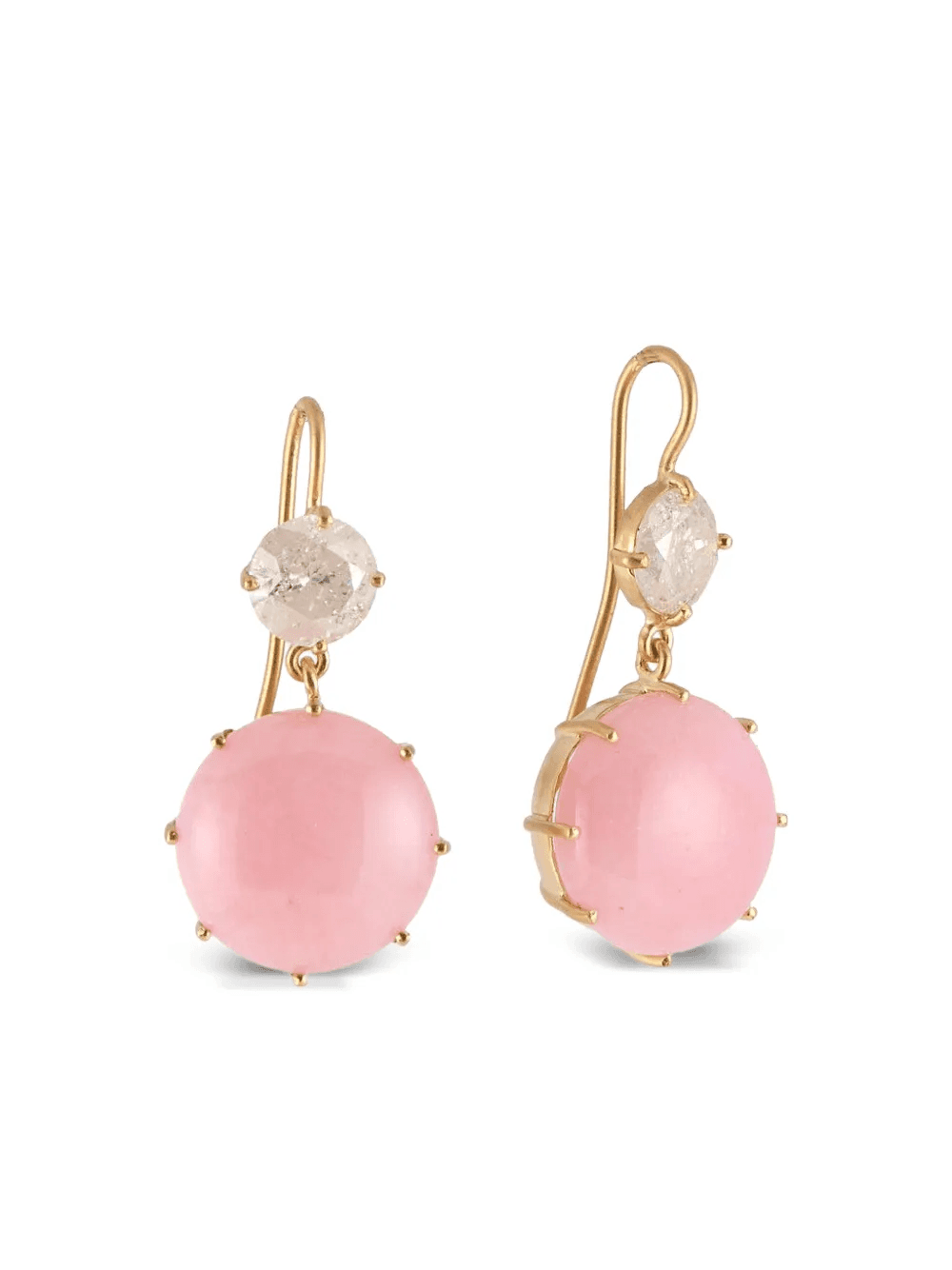 18K yellow gold Icy diamond and opal earrings - Image 1