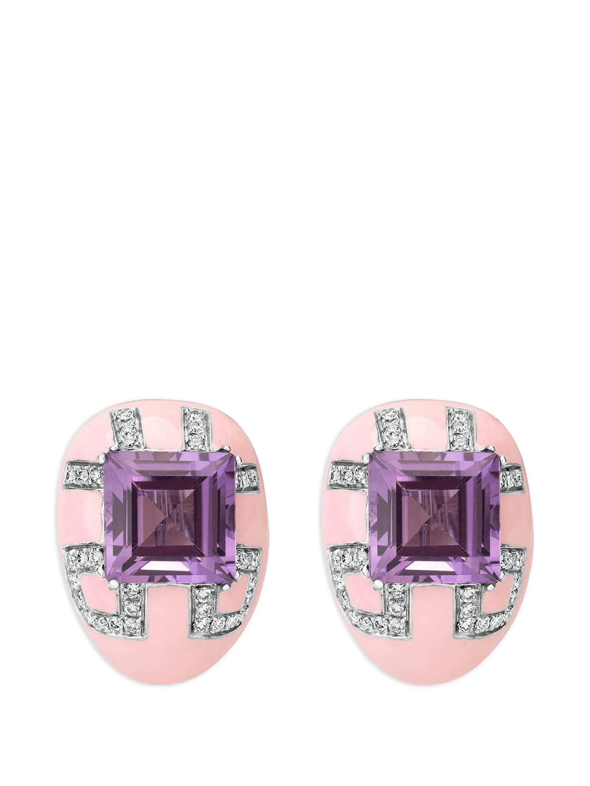 Alia diamond amethyst pink Earrings - Image 1