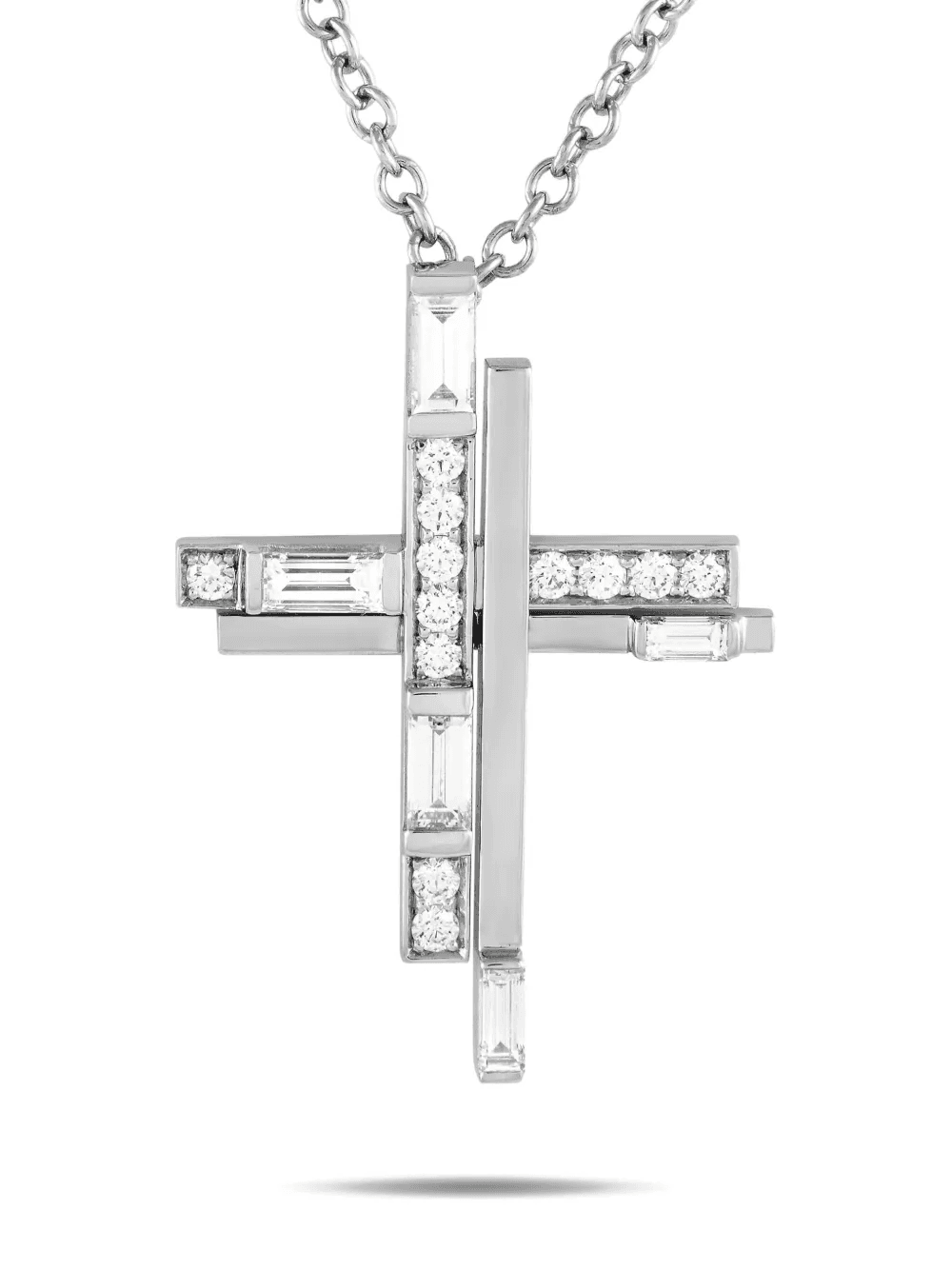 pre-owned platinum diamond cross-pendant necklace - Image 1