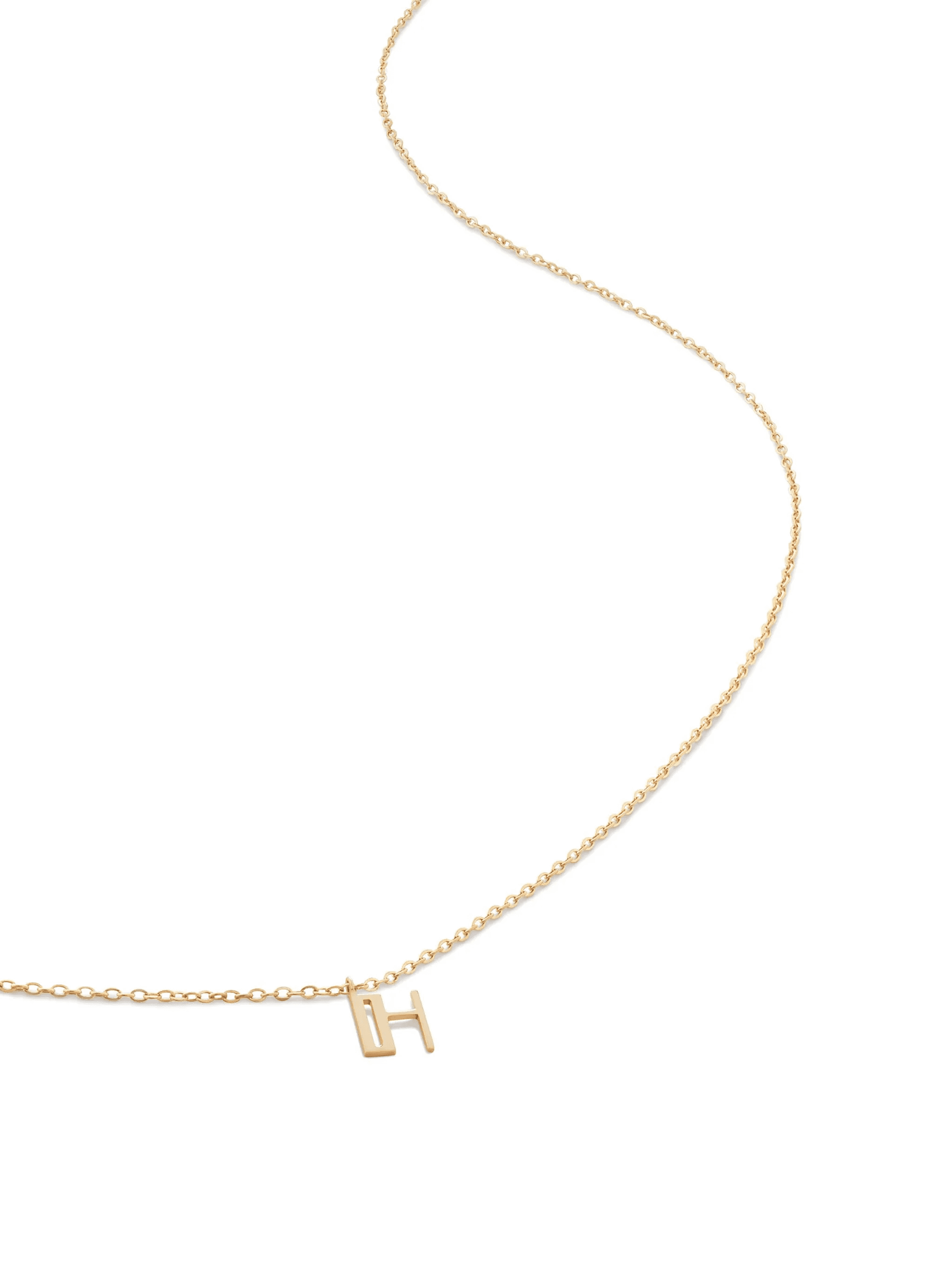 14kt yellow gold small Initial H necklace - Image 1