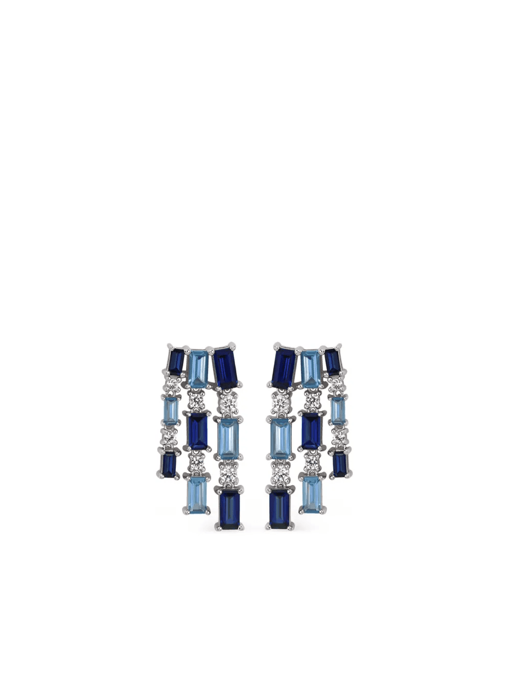sterling silver Blue Dahlia sapphire chandelier earrings - Image 1