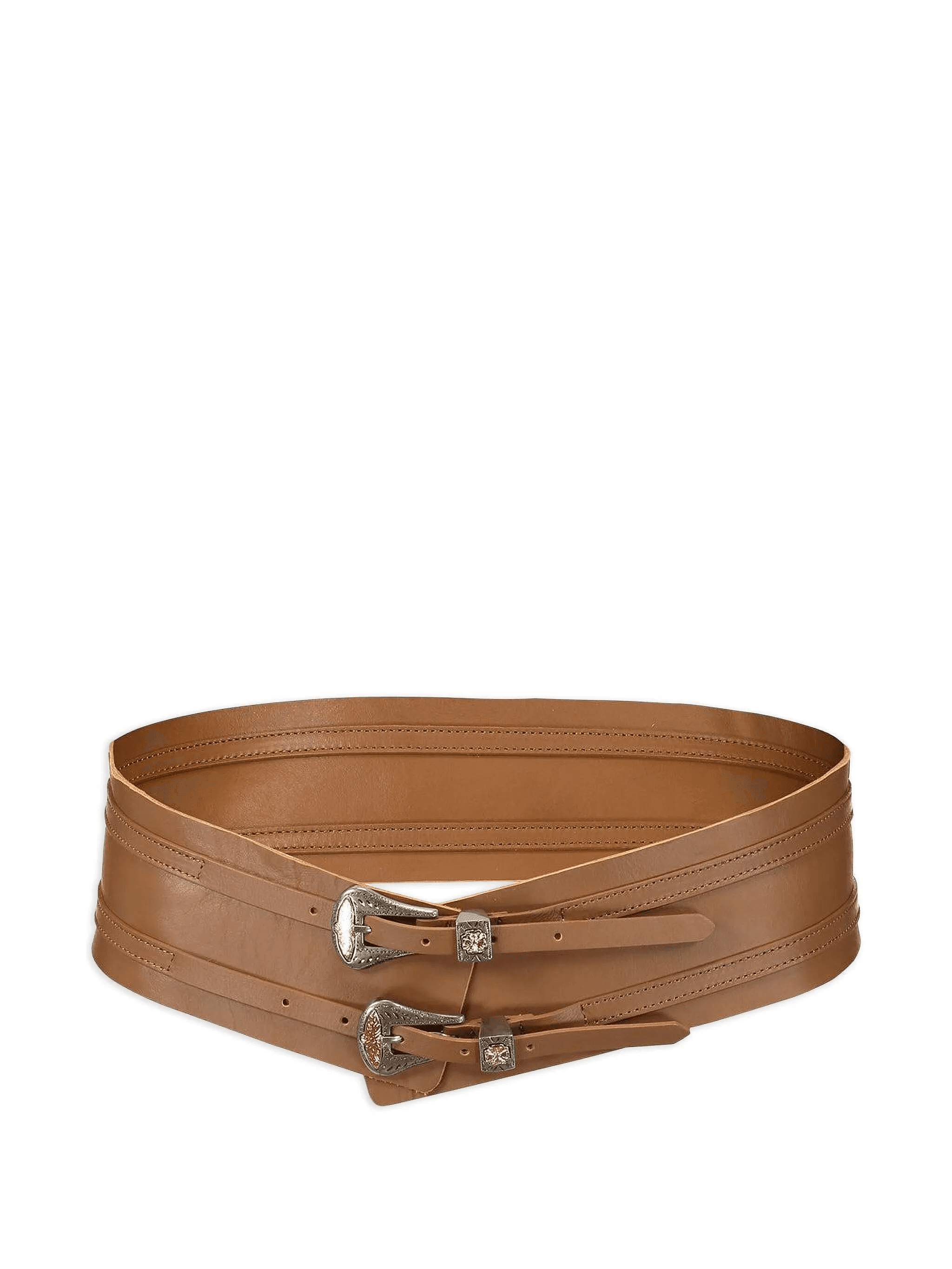 double-buckle leather belt - Image 1