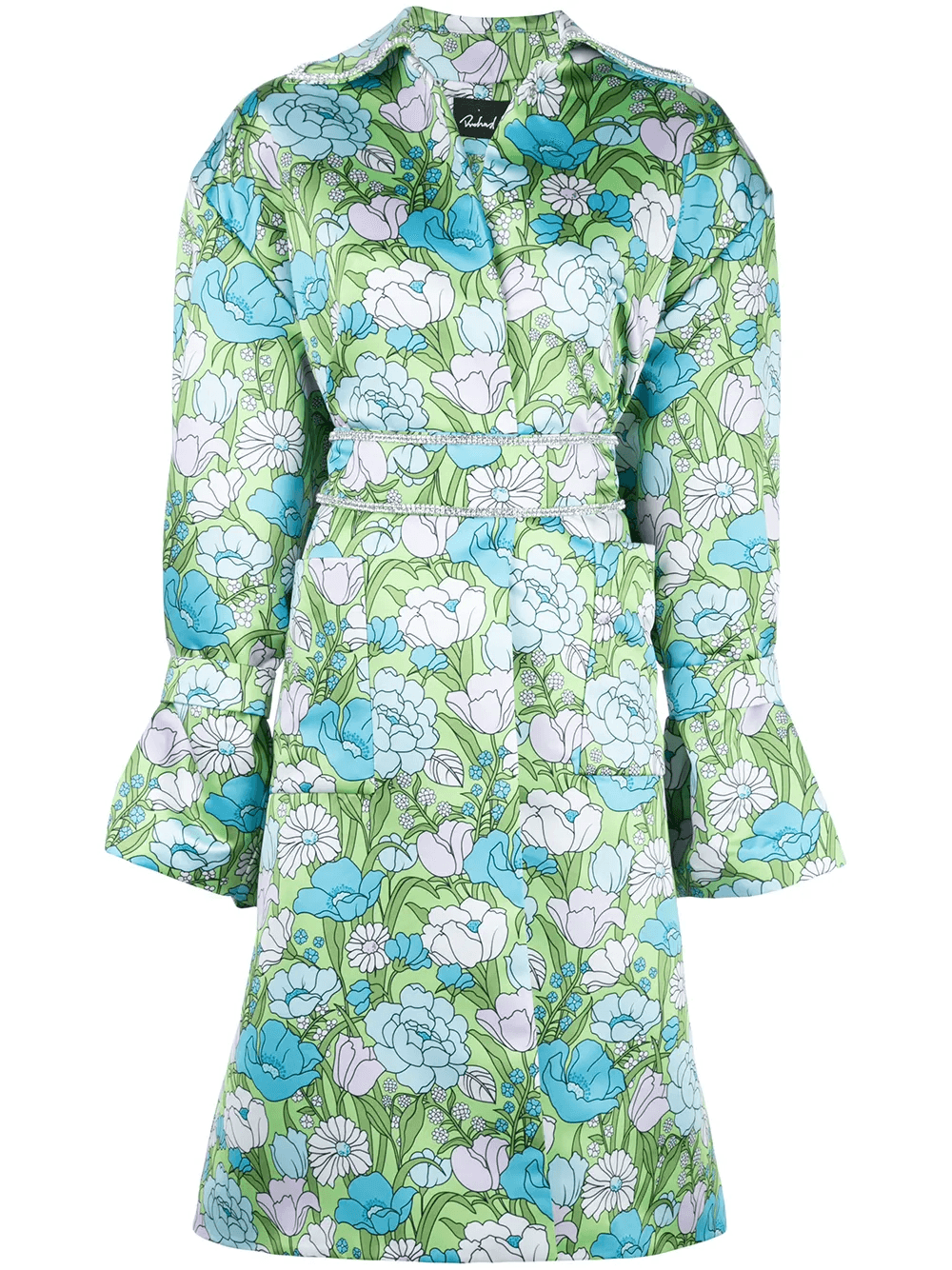 floral-print belted flared dress - Image 1