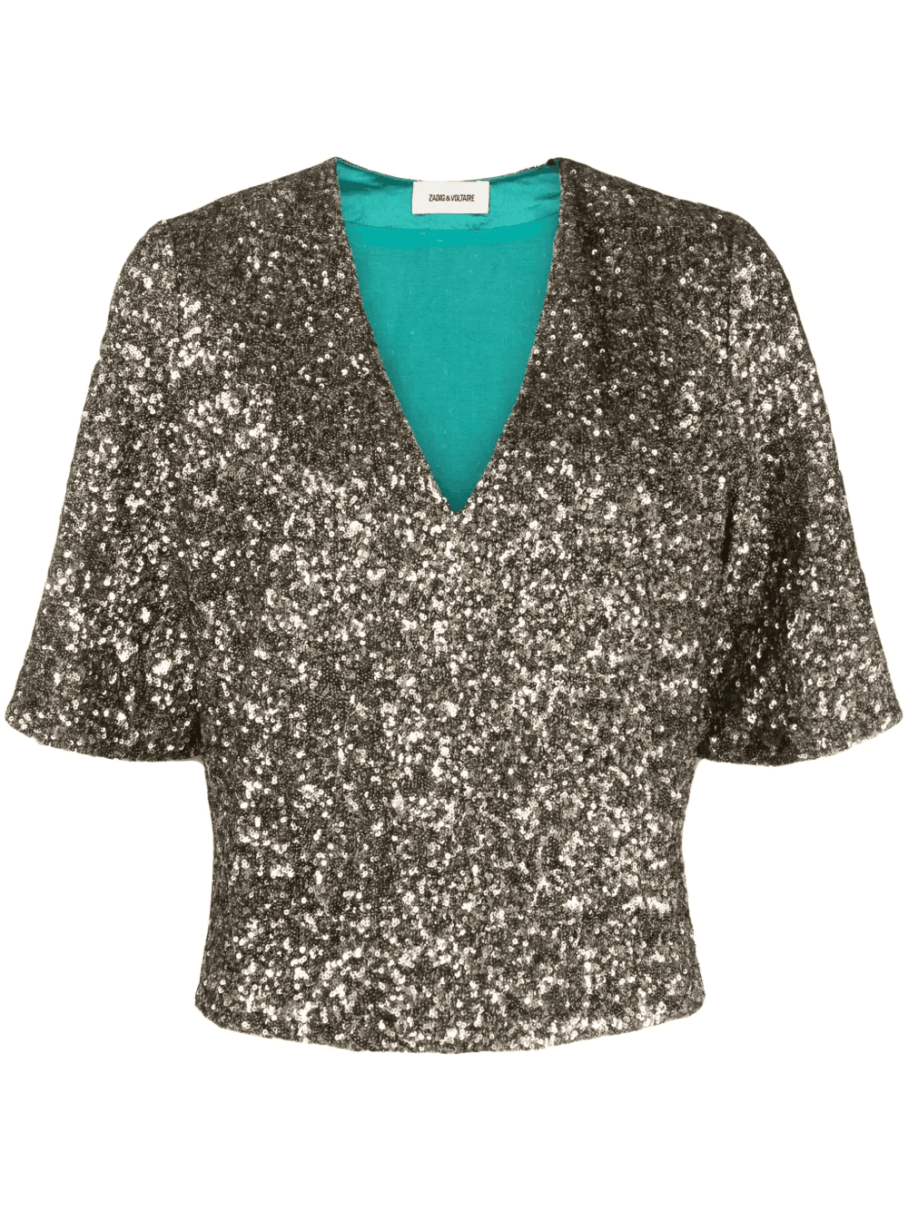 sequin-embellished short-sleeved blouse - Image 1