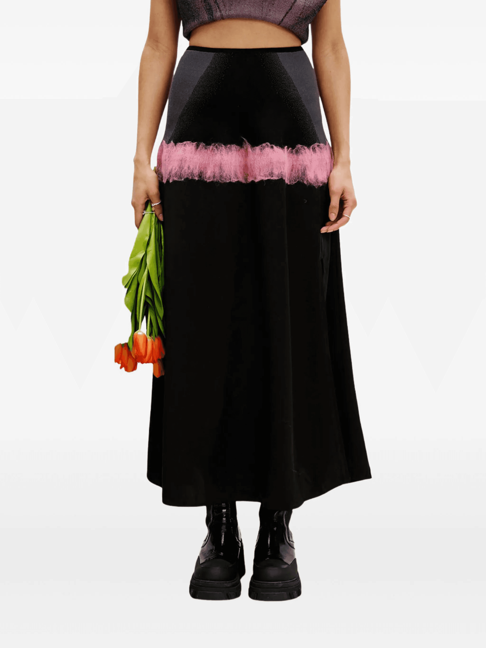 needle-punch ruffled skirt - Image 1